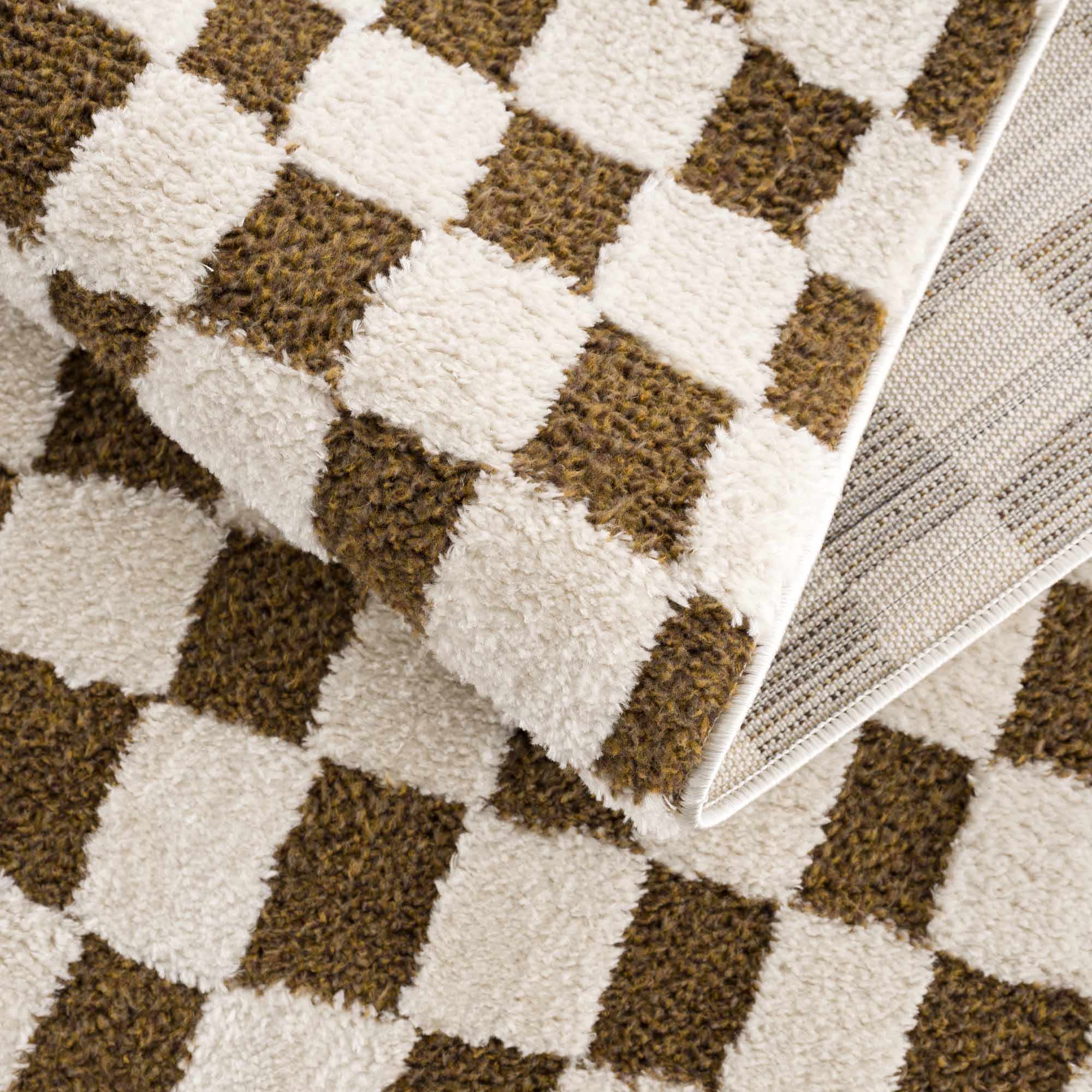 Lajos Brown Checkered Shag Rug - Clearance – Boutique Rugs, view 14
