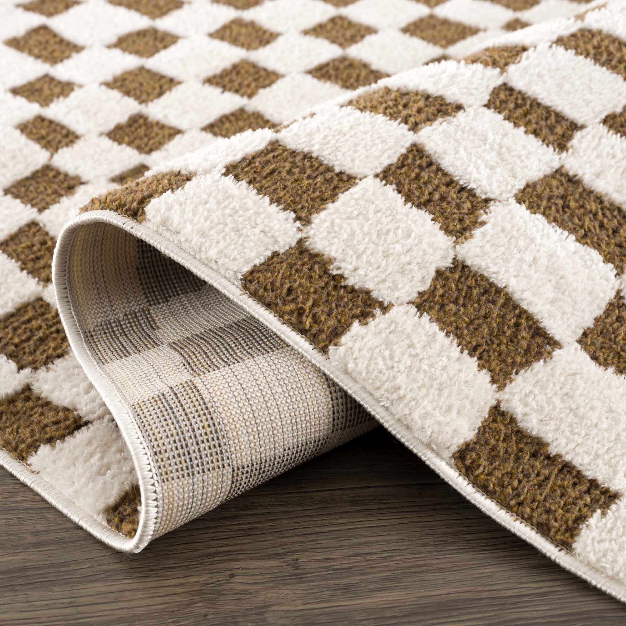 Lajos Brown Checkered Shag Rug - Clearance – Boutique Rugs, view 15