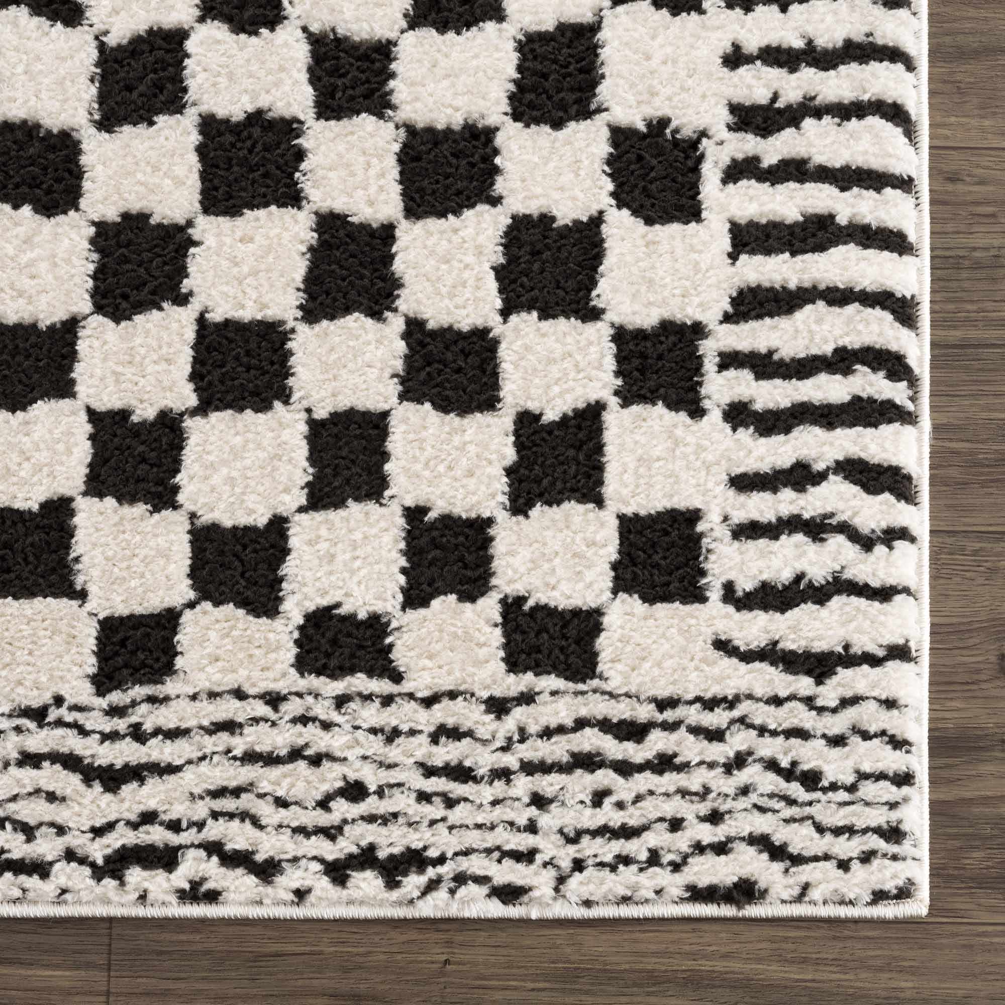 Leryn Black & White Checkered Area Rug – Boutique Rugs, view 9