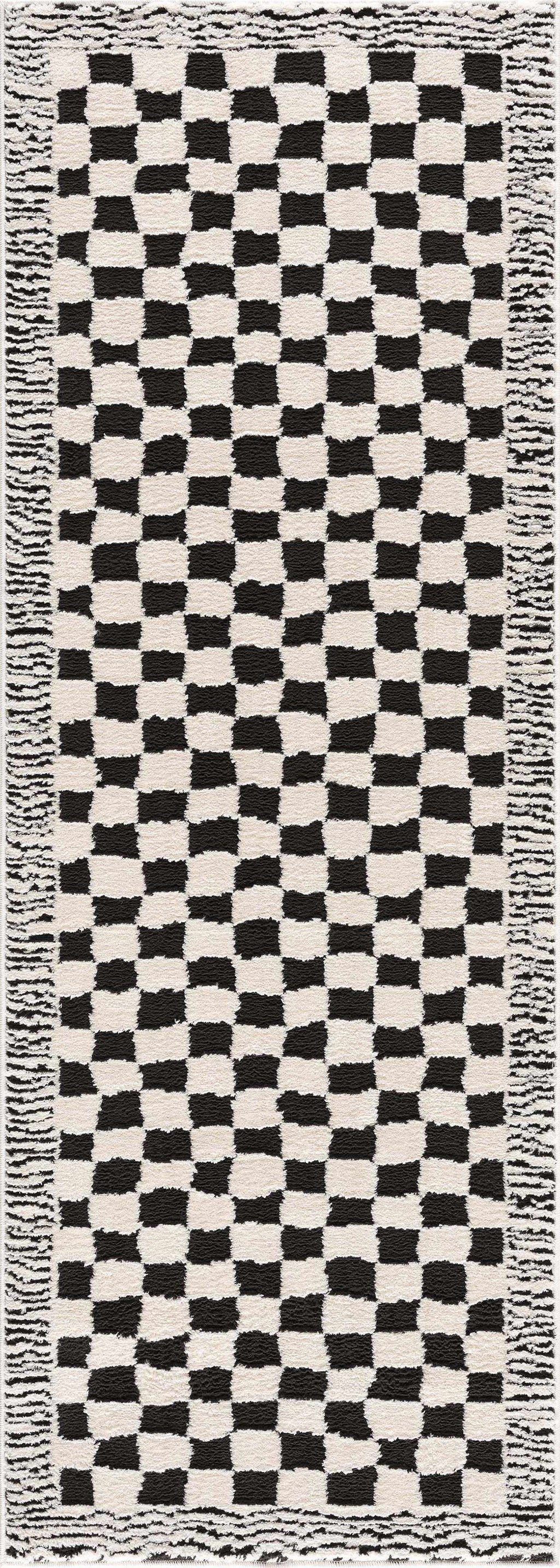 Leryn Black & White Checkered Area Rug – Boutique Rugs, view 11