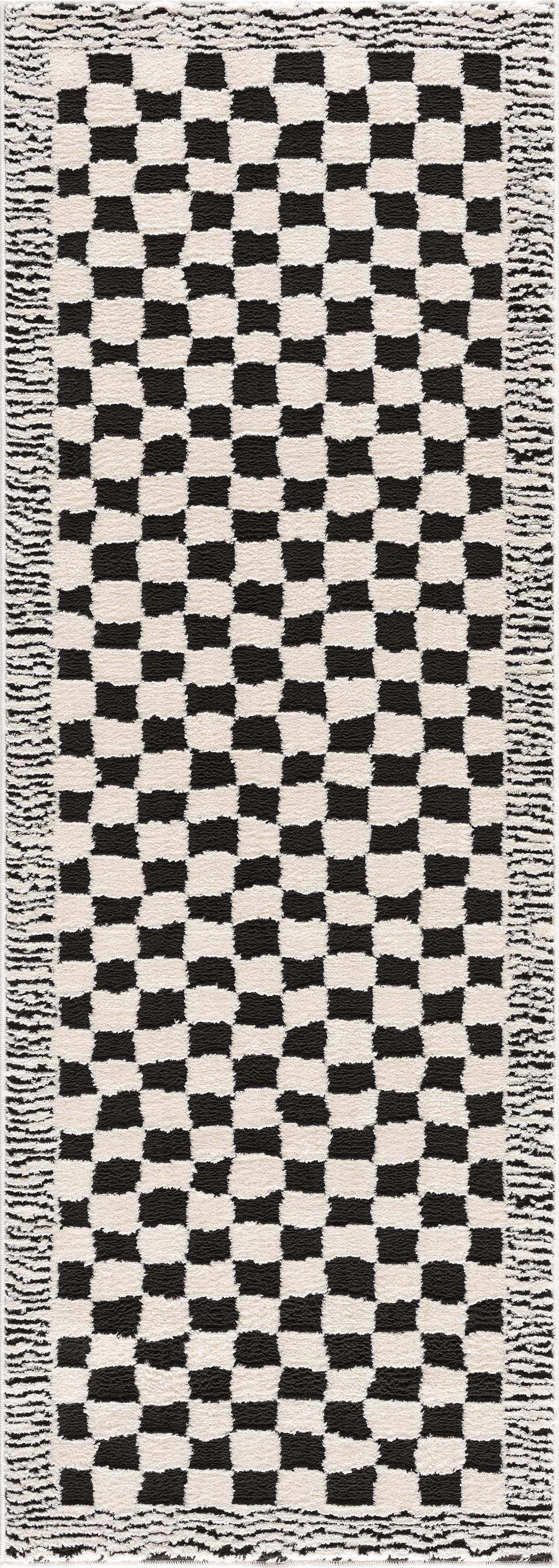 Leryn Black & White Checkered Area Rug – Boutique Rugs, view 11