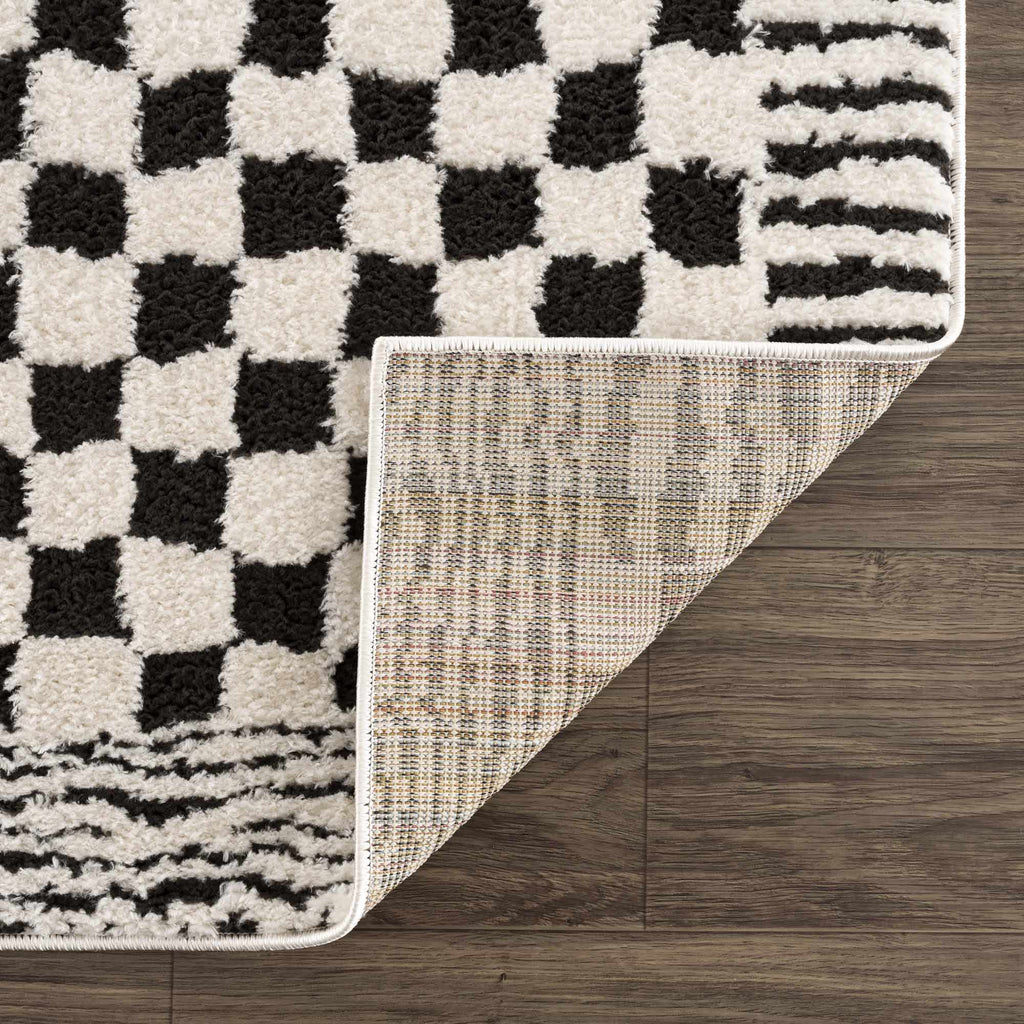 Leryn Black & White Checkered Area Rug – Boutique Rugs, view 5