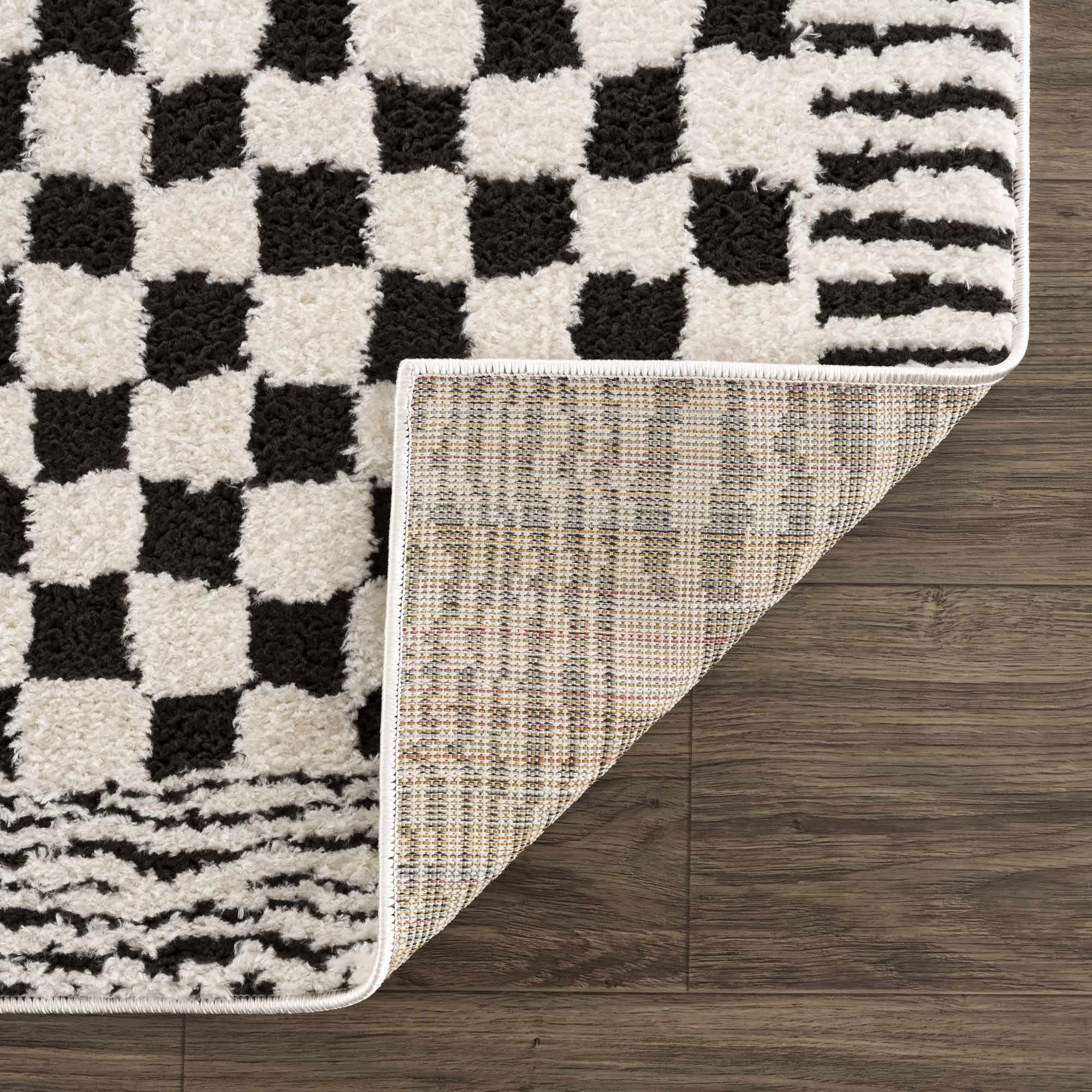 Leryn Black & White Checkered Area Rug – Boutique Rugs, view 5