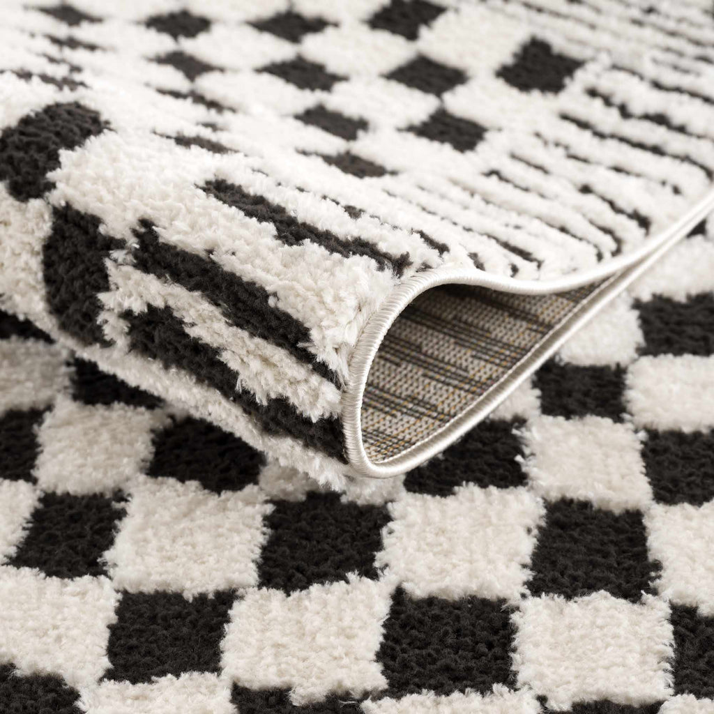 Leryn Black & White Checkered Area Rug – Boutique Rugs, view 6