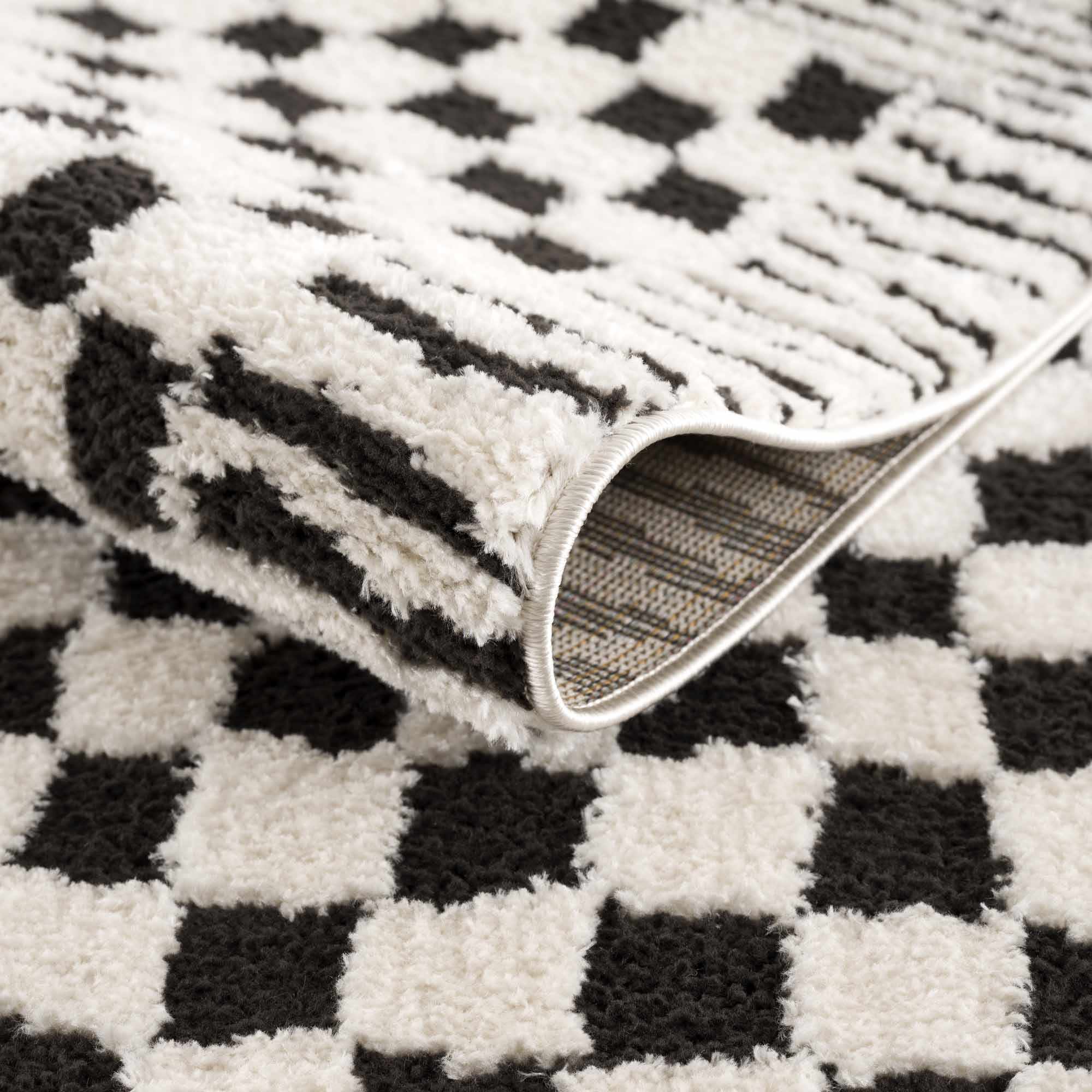 Leryn Black & White Checkered Area Rug – Boutique Rugs, view 6