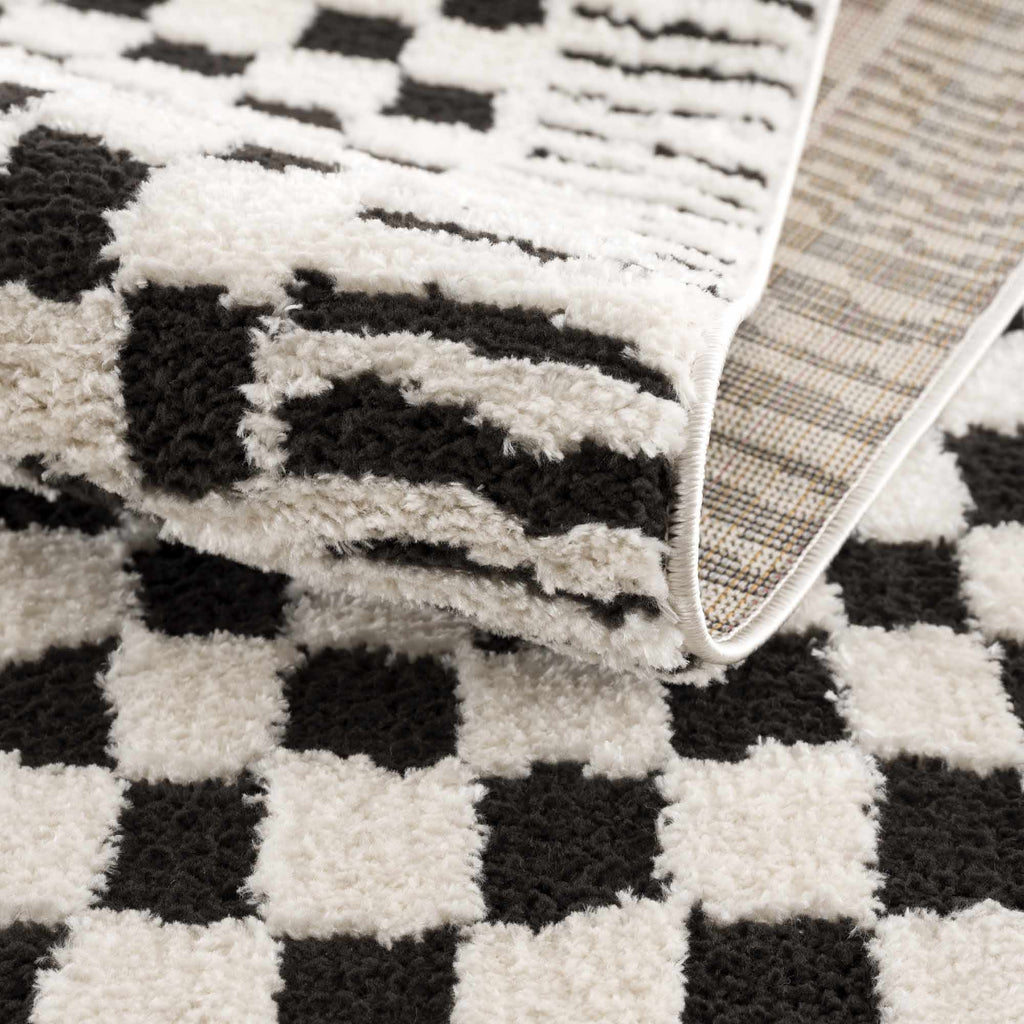 Leryn Black & White Checkered Area Rug – Boutique Rugs, view 7
