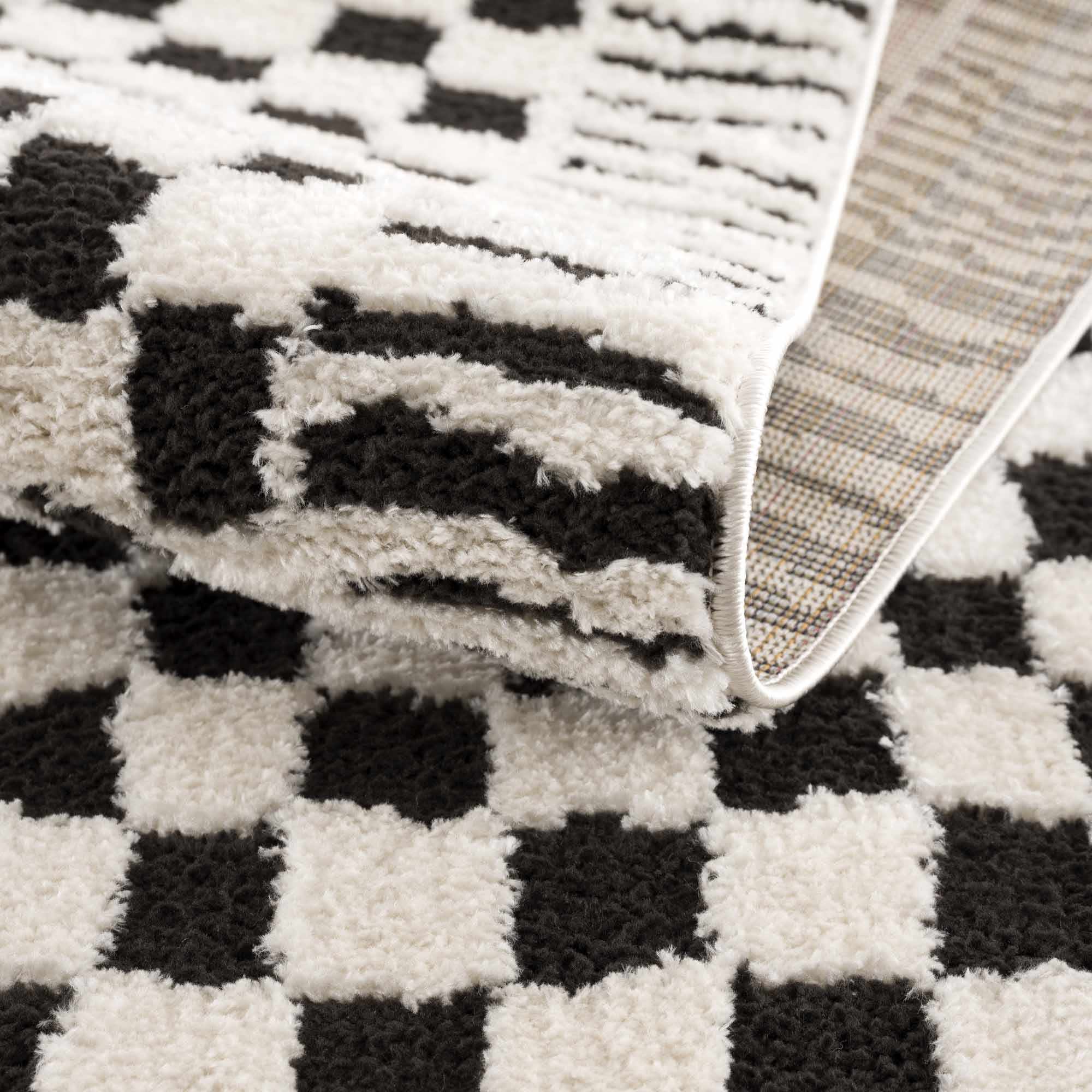 Leryn Black & White Checkered Area Rug – Boutique Rugs, view 7
