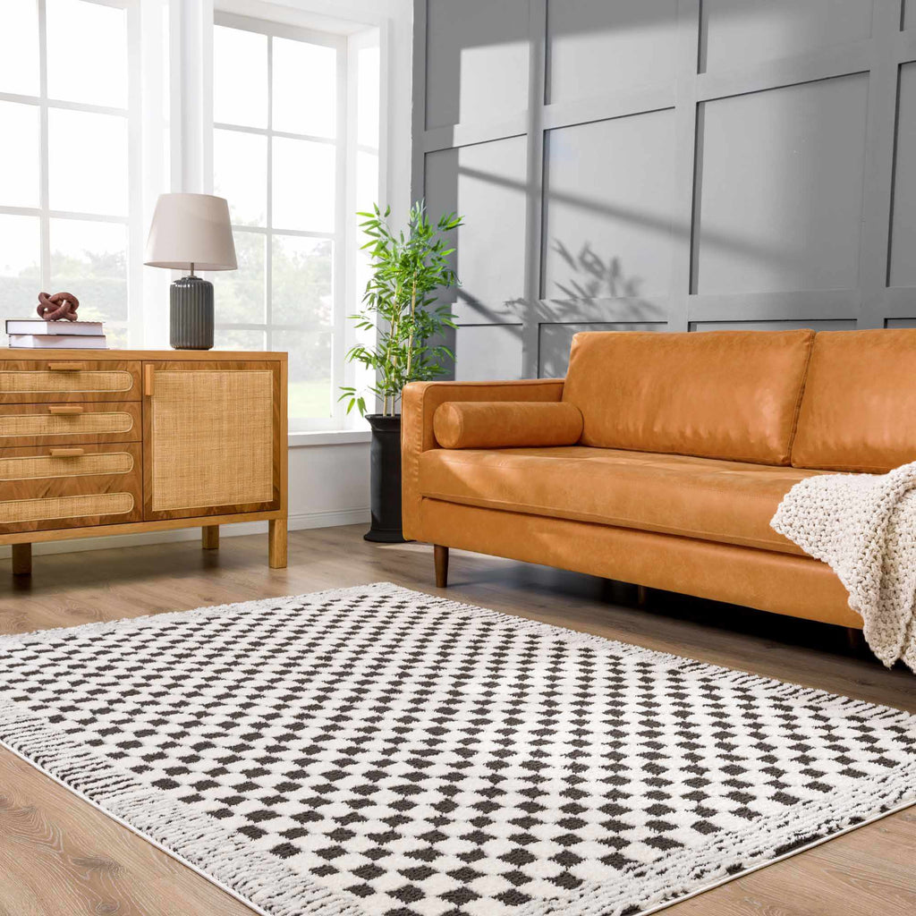 Leryn Black & White Checkered Area Rug – Boutique Rugs, view 12