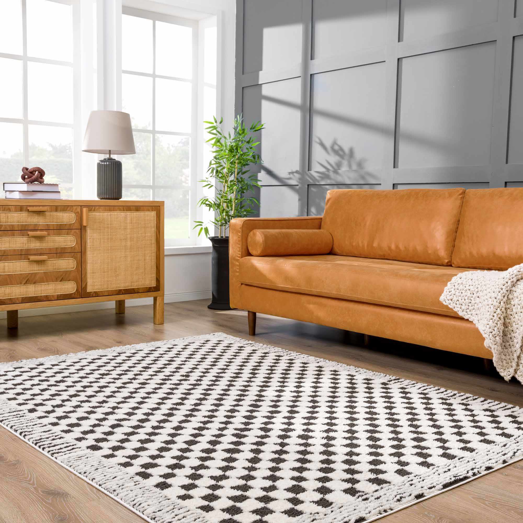 Leryn Black & White Checkered Area Rug – Boutique Rugs, view 12
