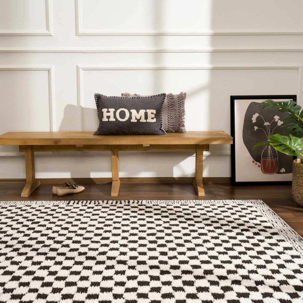 Leryn Black & White Checkered Area Rug – Boutique Rugs, view 4