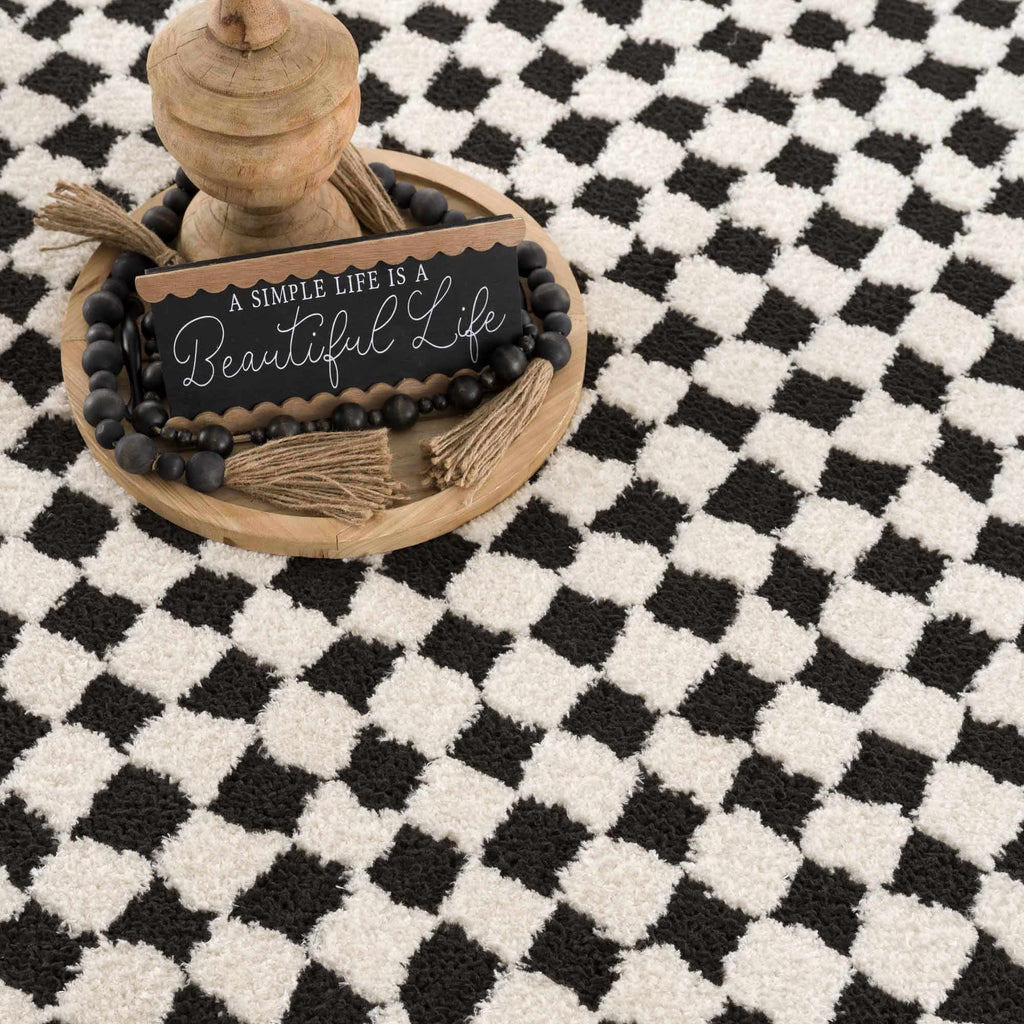 Leryn Black & White Checkered Area Rug – Boutique Rugs, view 13