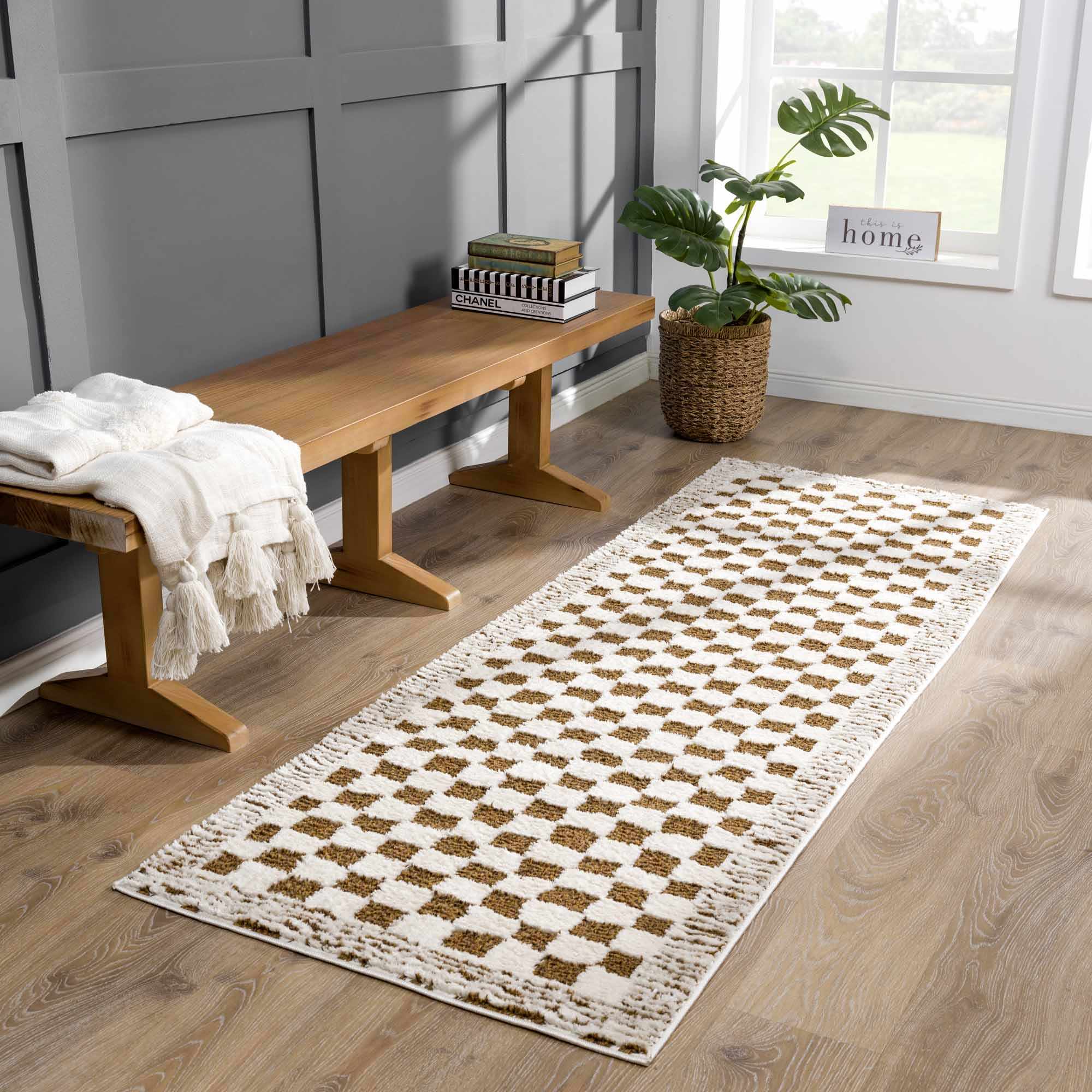 Leryn Brown Checkered Plush Rug – Boutique Rugs, view 3