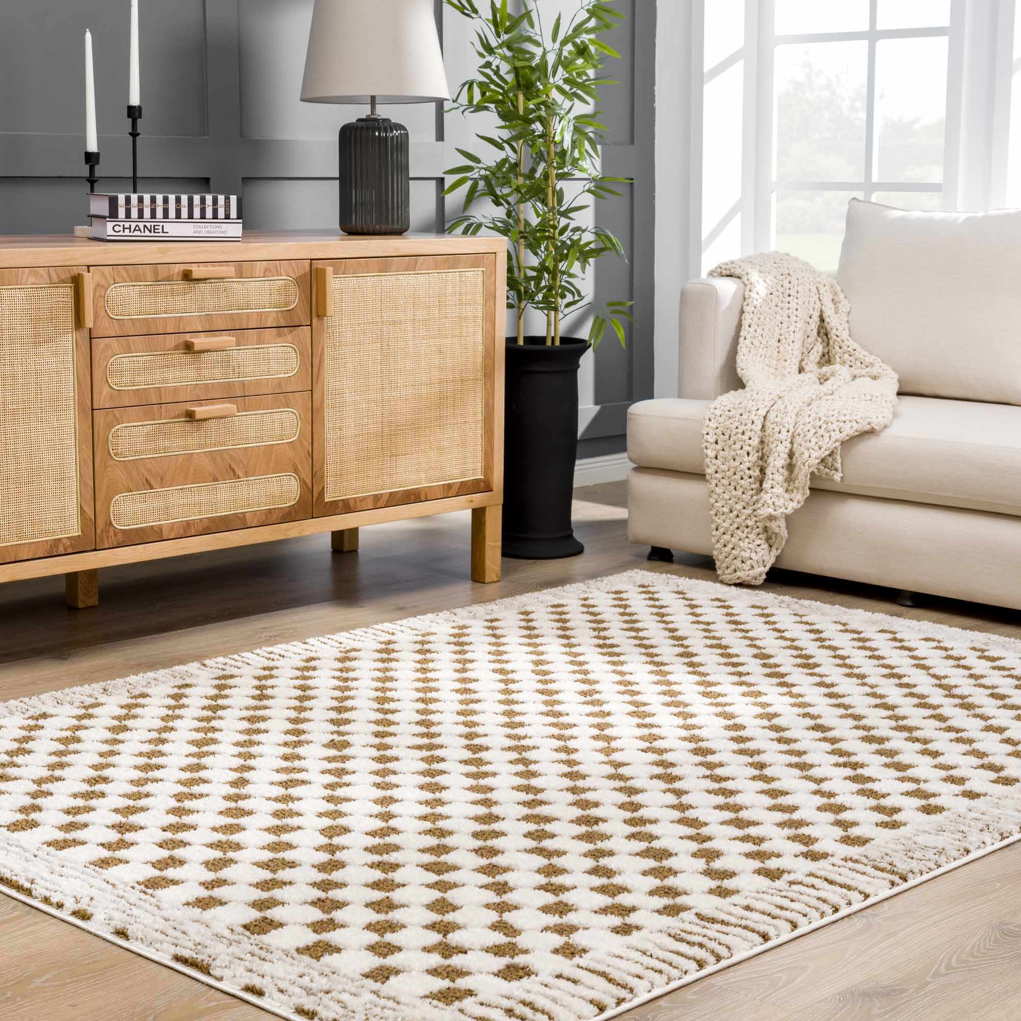 Leryn Brown Checkered Plush Rug – Boutique Rugs, view 10
