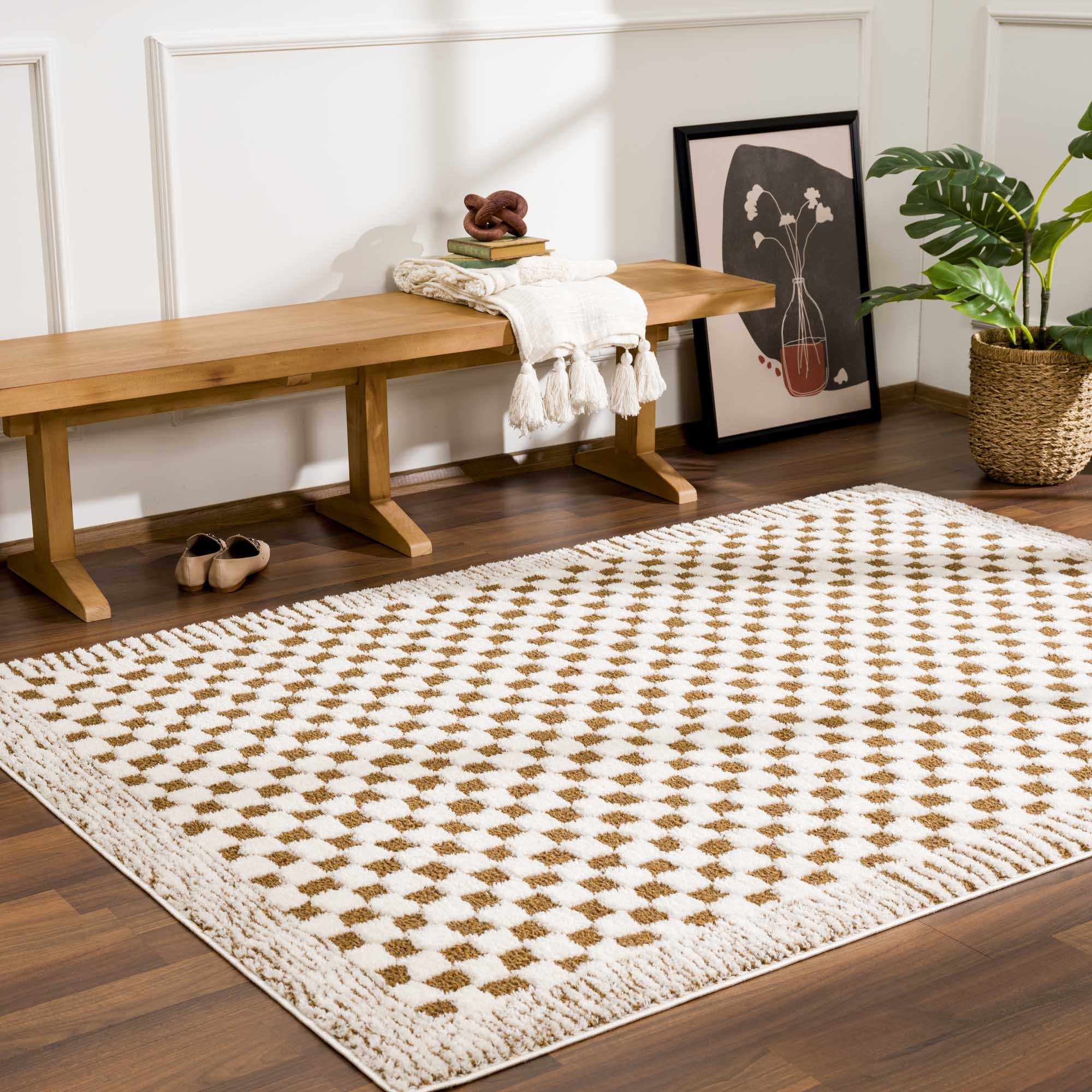 Leryn Brown Checkered Plush Rug – Boutique Rugs, view 13