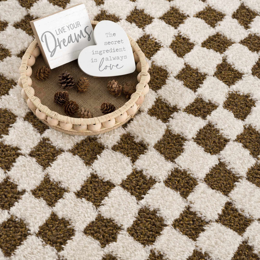 Leryn Brown Checkered Plush Rug – Boutique Rugs, view 16
