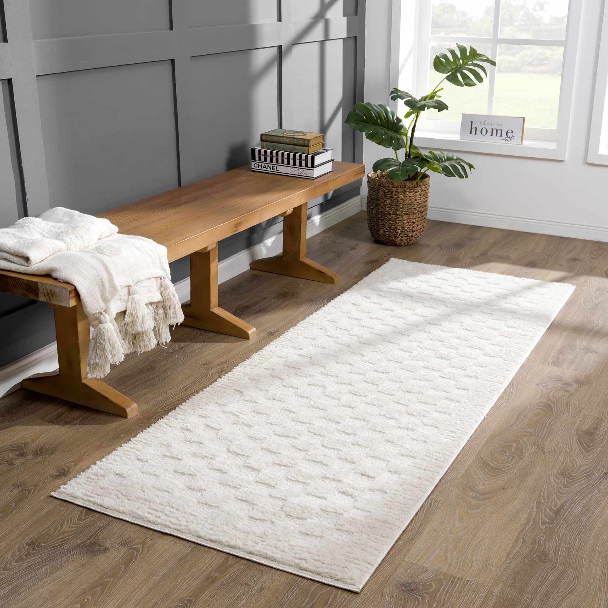 Leryn Ivory Checkered Area Rug – Boutique Rugs, view 3