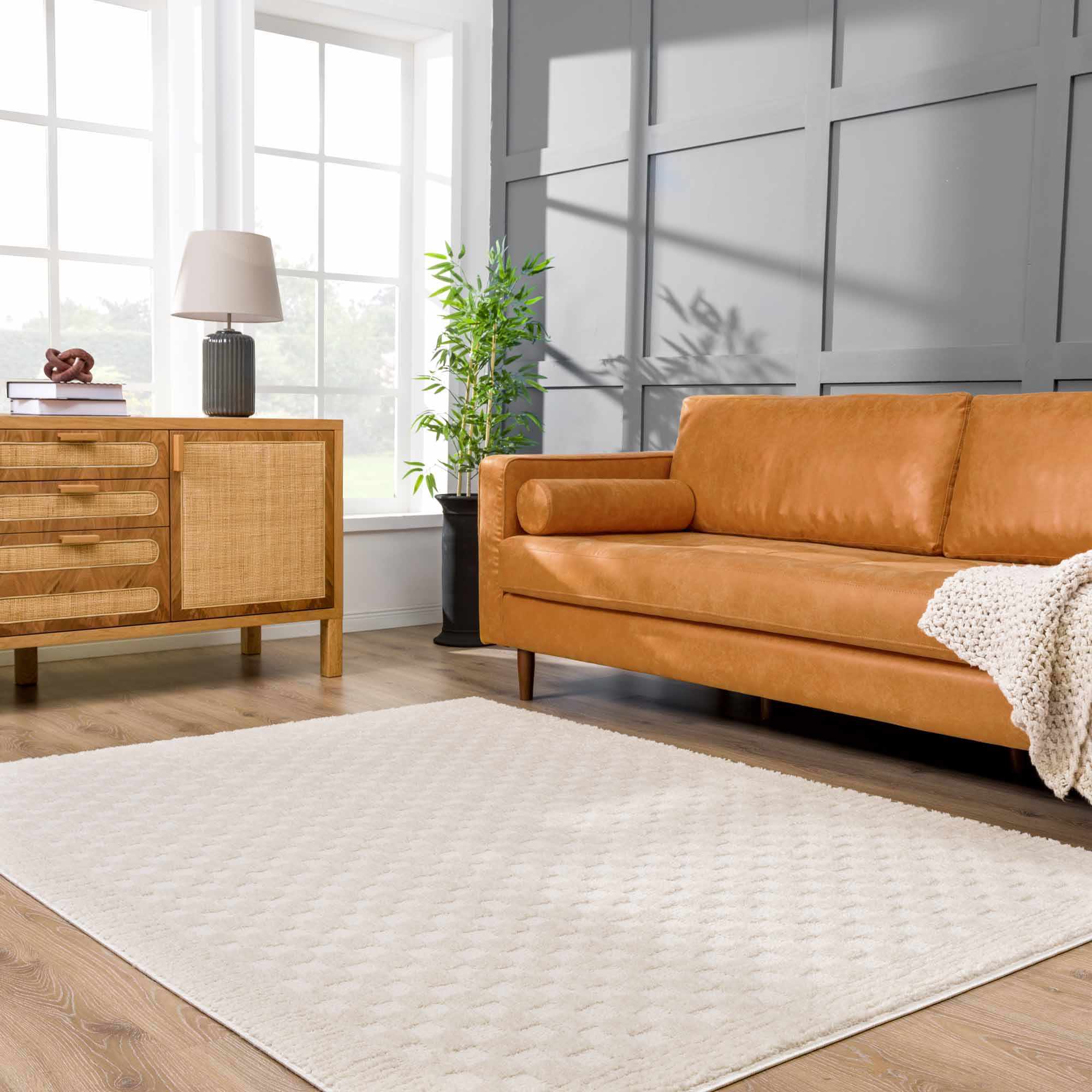 Leryn Ivory Checkered Area Rug – Boutique Rugs, view 2