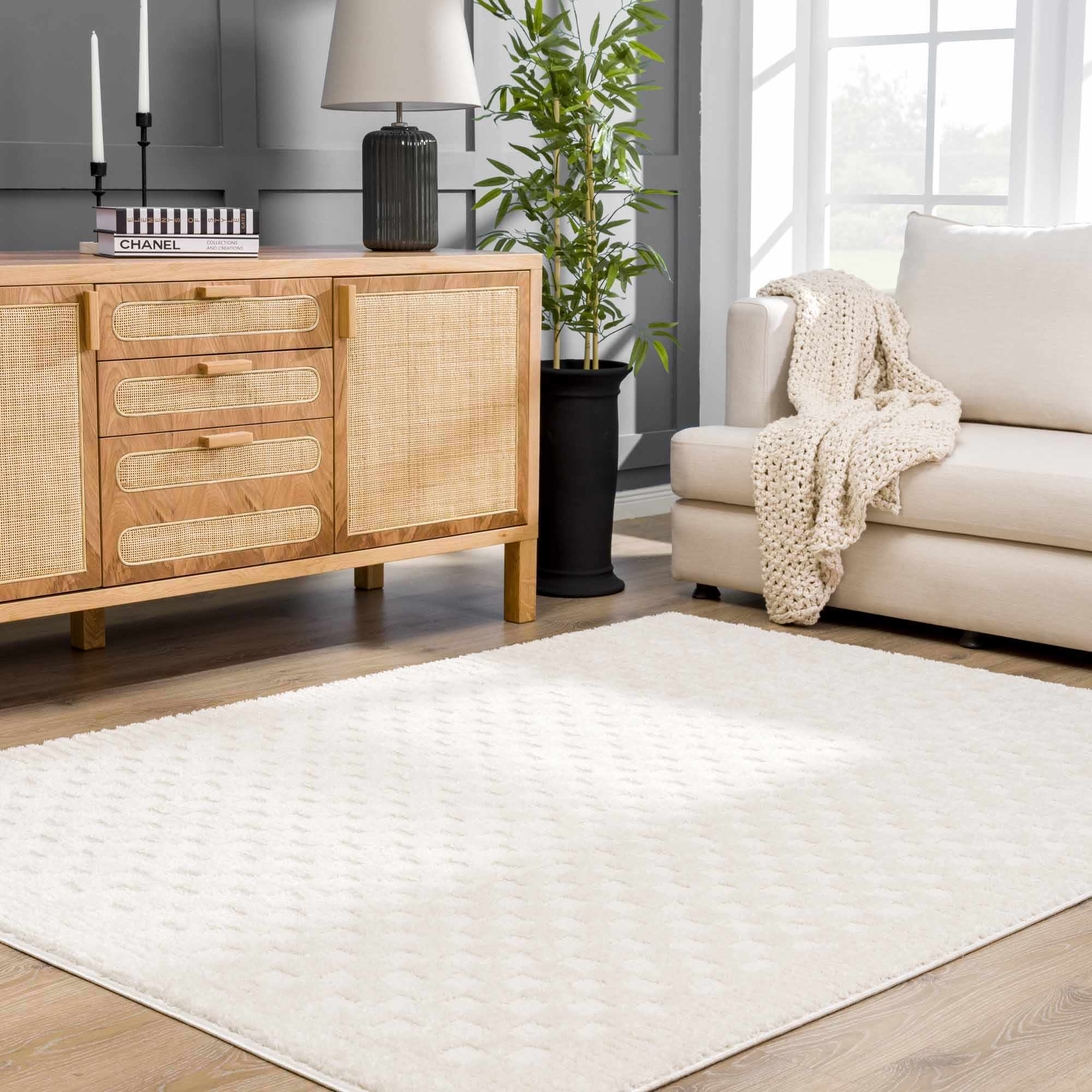 Leryn Ivory Checkered Area Rug – Boutique Rugs, view 12