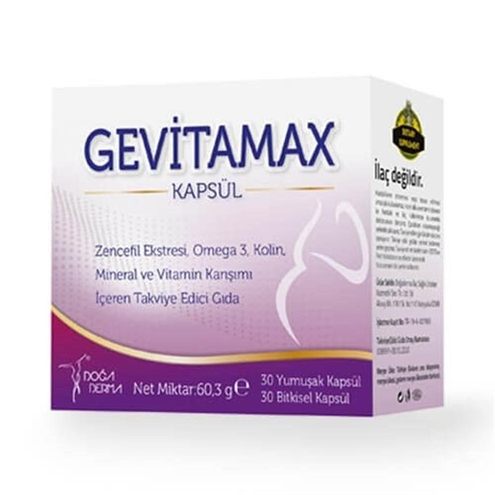 Gevitamax Dietary Supplement Capsules - Ginger Extract, Omega-3, Choline, Multivitamin & Mineral Supplement
