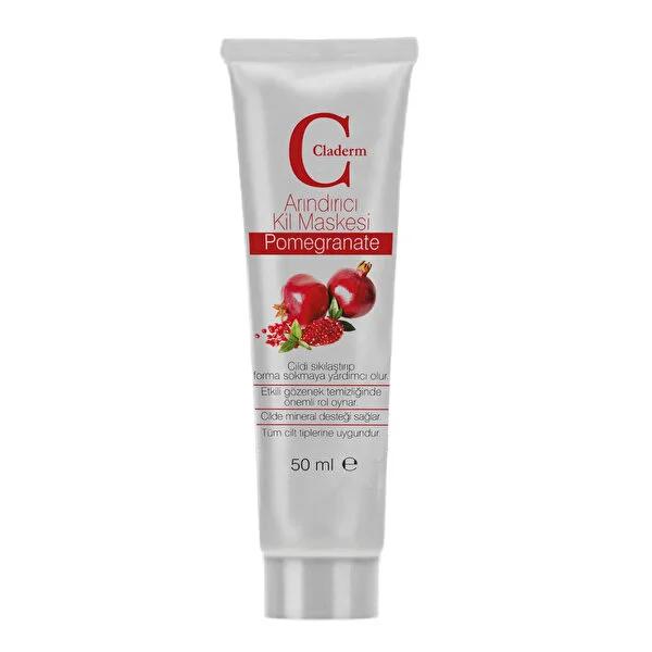 Claderm Pomegranate Clay Face Mask 50ml - Anti-Aging, Hydrating Skincare for Acne Prone Skin