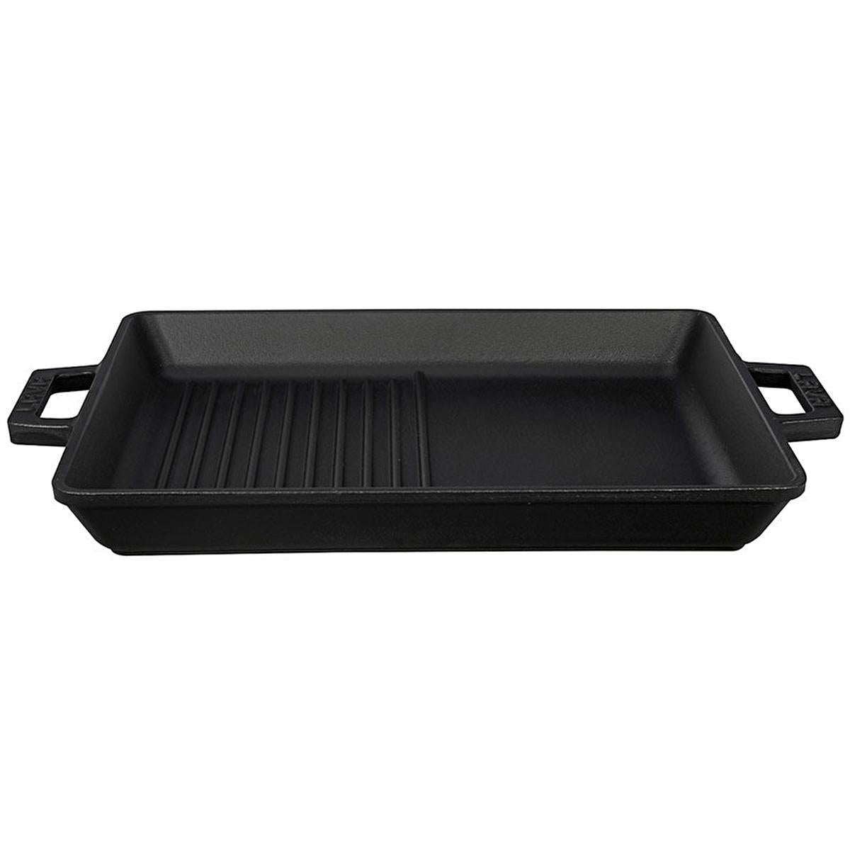 Lava Cast Iron Hybrid Grill Pan - 10x12 Inch Rectangular Enameled Pan for Indoor Stovetop Oven Use, Grill and Fry Simultaneously