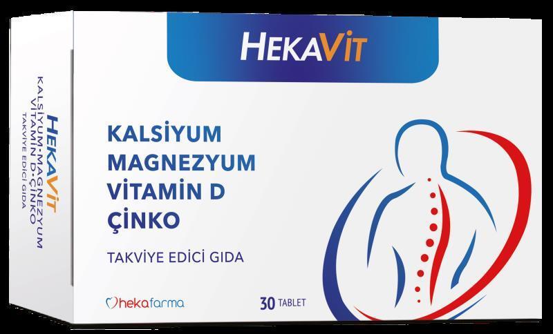 Hekavit Calcium Magnesium Supplement with Vitamin D3 - 30 Tablets for Bone Health Support