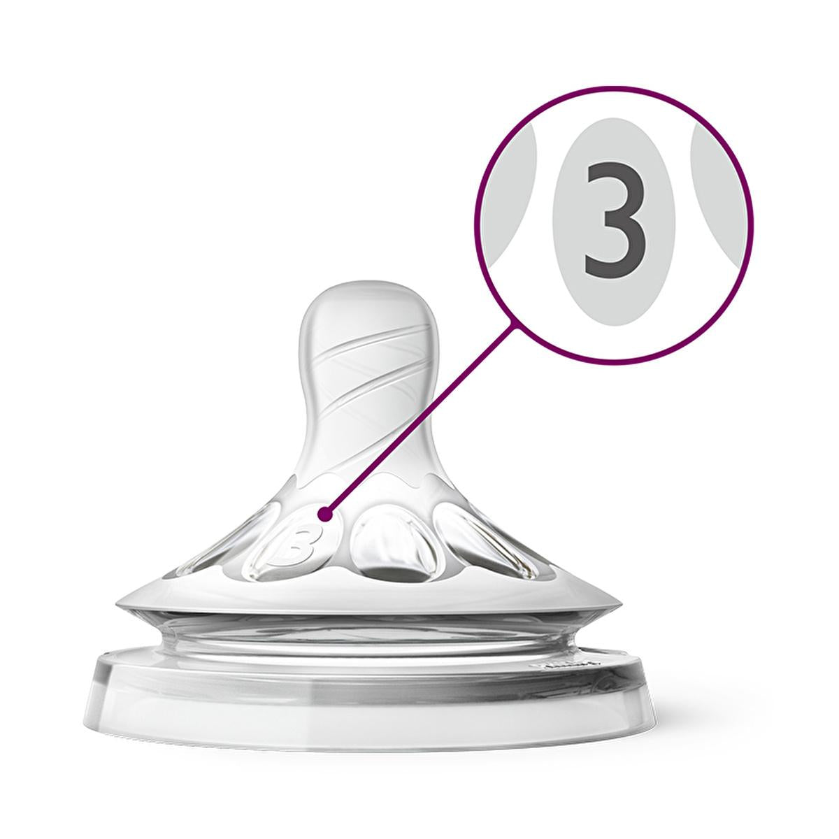 Philips Avent Natural Baby Bottle Nipple 3 Hole Medium Flow for 3+ Months Old - Comfortable & Natural Feeding Experience