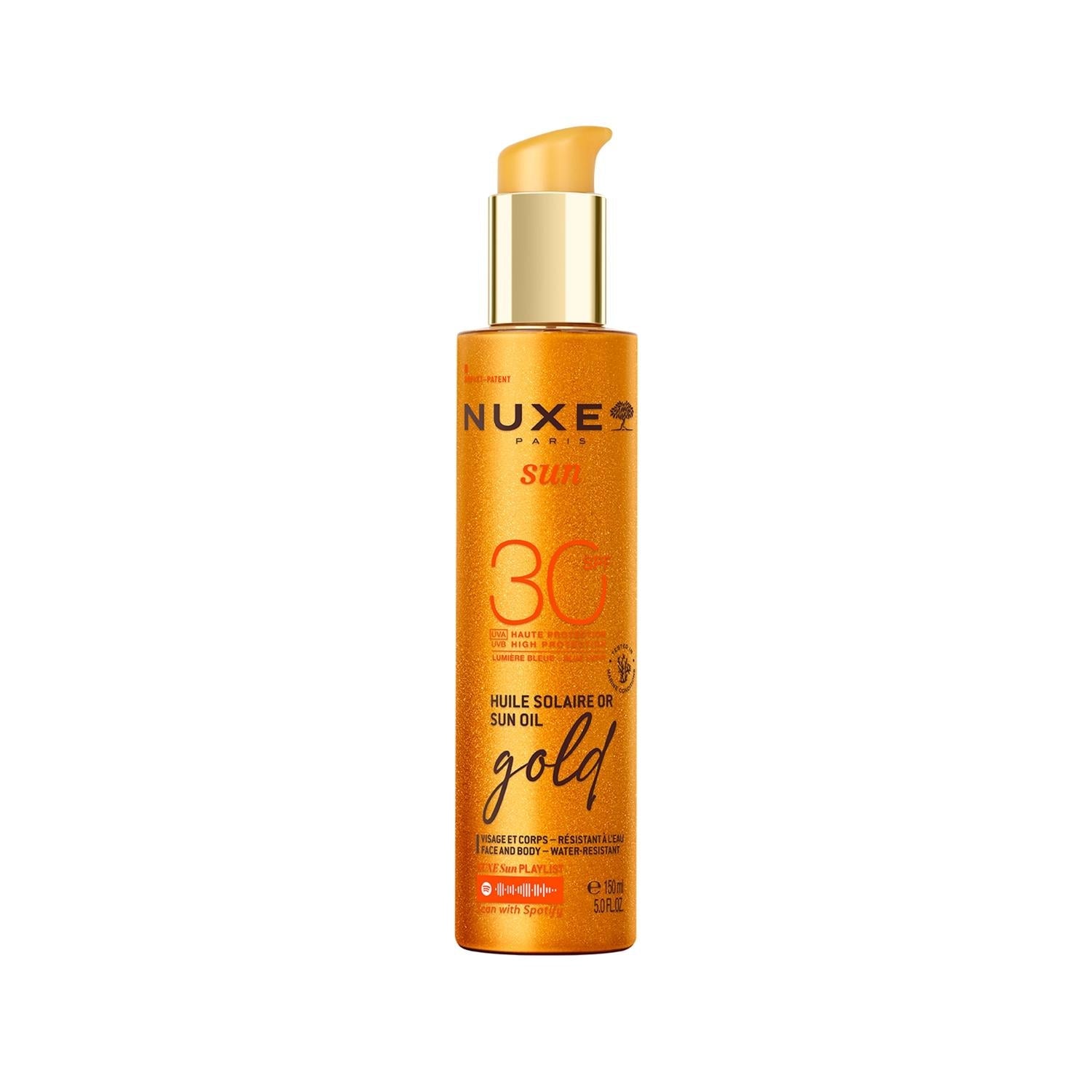Nuxe Sun: SPF 30 Golden Shimmer Oil - Face & Body Sunscreen for Glowing, Protected Skin (150ml)