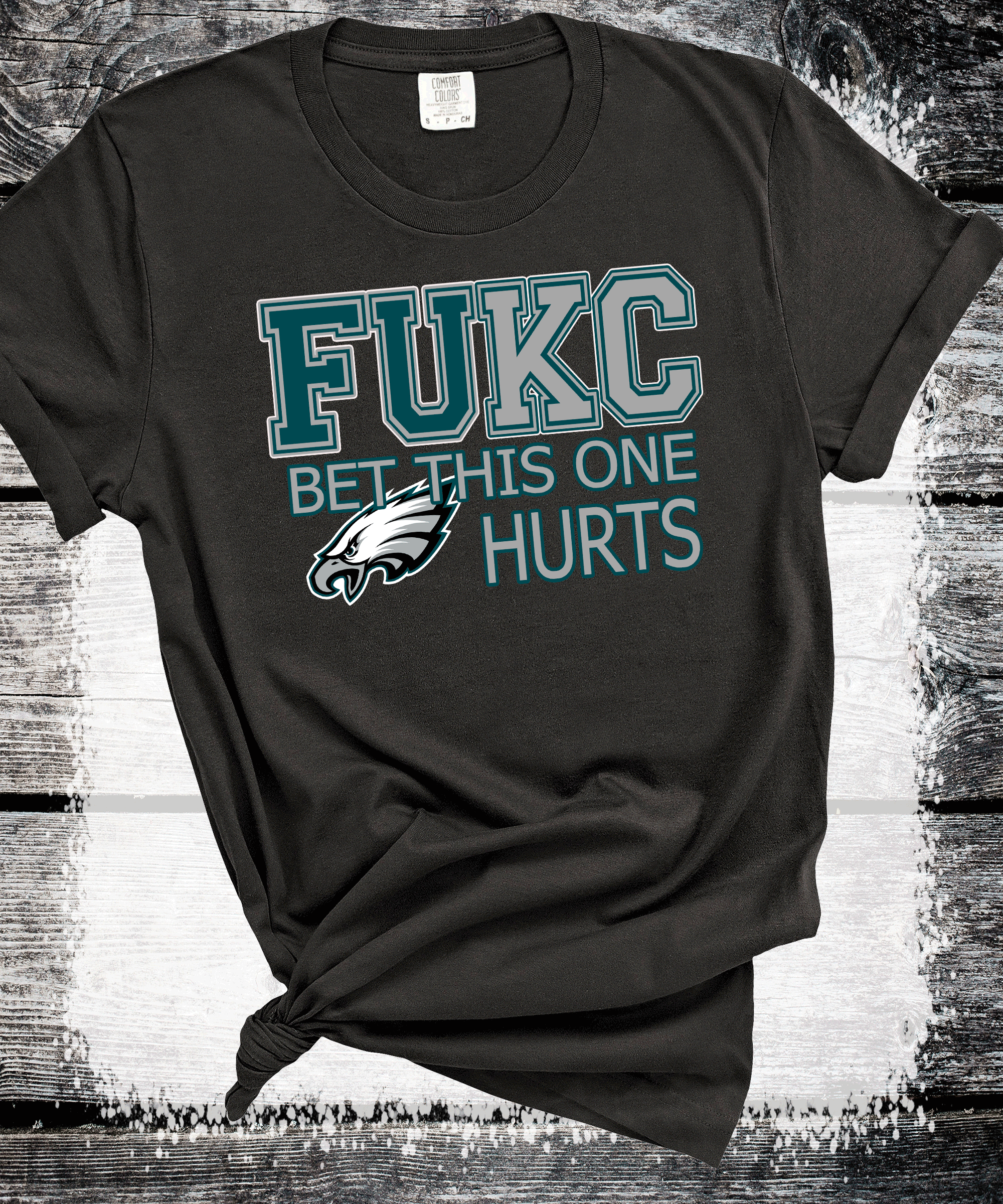 A Blessed Texas Mess Boutique Super Bowl Philadelphia Football Bet this one HURTS FUKC Eagles Super Bowl… — construction detail