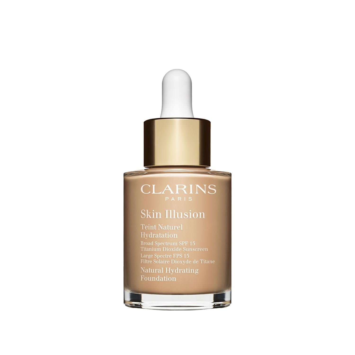 Clarins Skin Illusion 110: Hydrating Foundation SPF 15 - Lightweight Coverage, Sun Protection, 30ml Travel Size