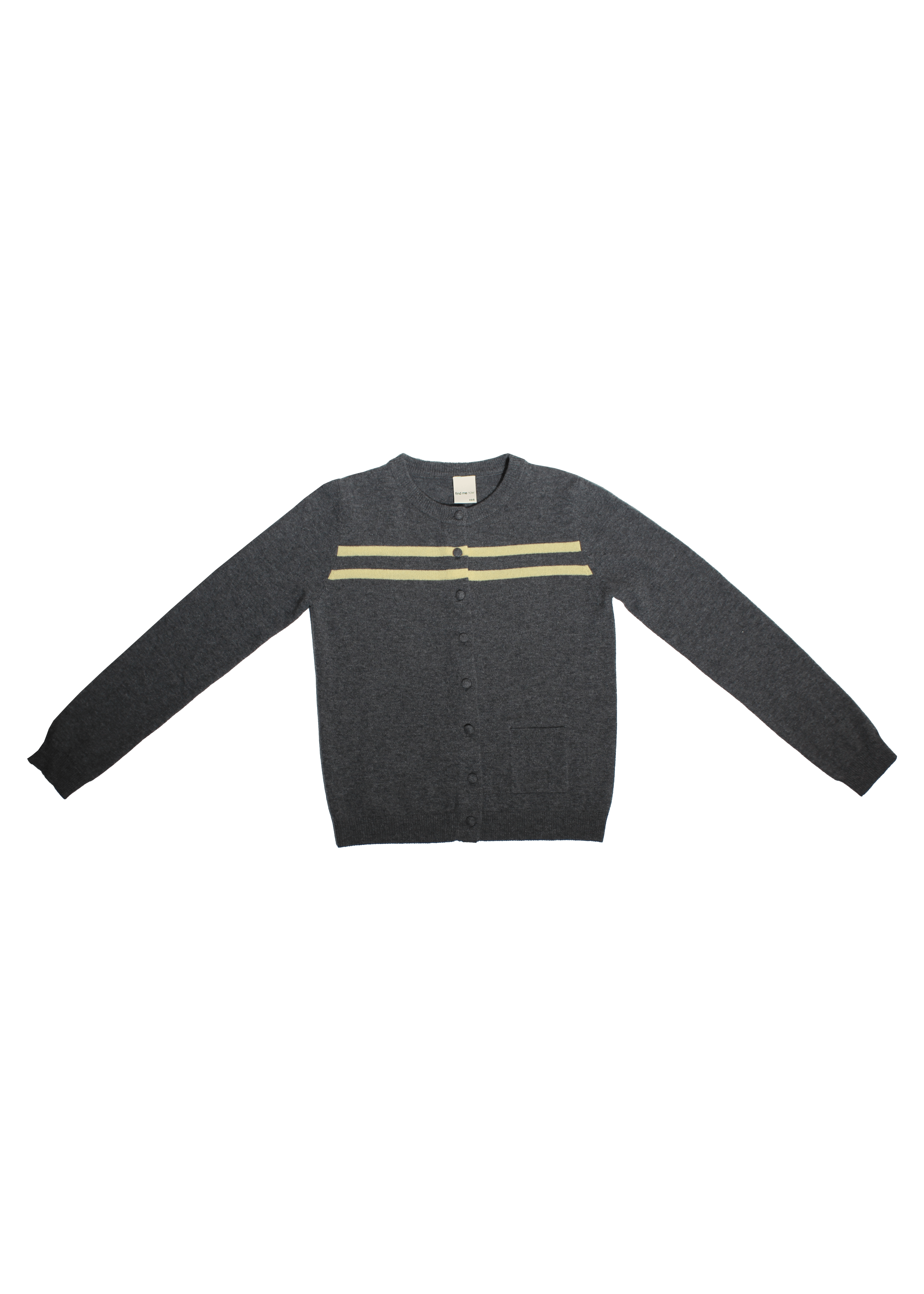 Cashmere Wool Stripe Cardigan in Charcoal/Butter