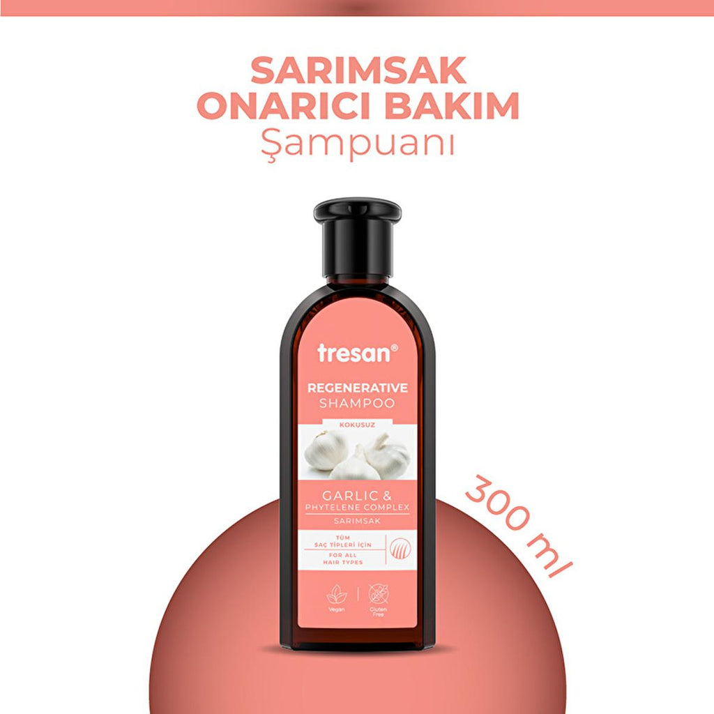 Tresan Garlic Shampoo 10.14 fl oz - Natural Hair Care for Damaged Hair