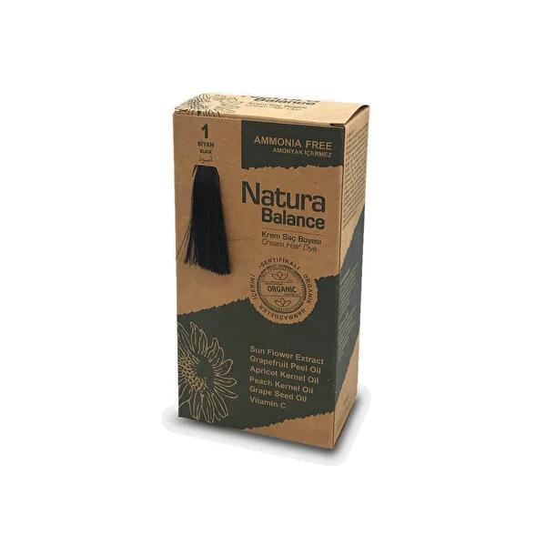 Natura Balance Ammonia-Free Cream Hair Dye - Black, Gentle on Hair & Scalp, Easy Application