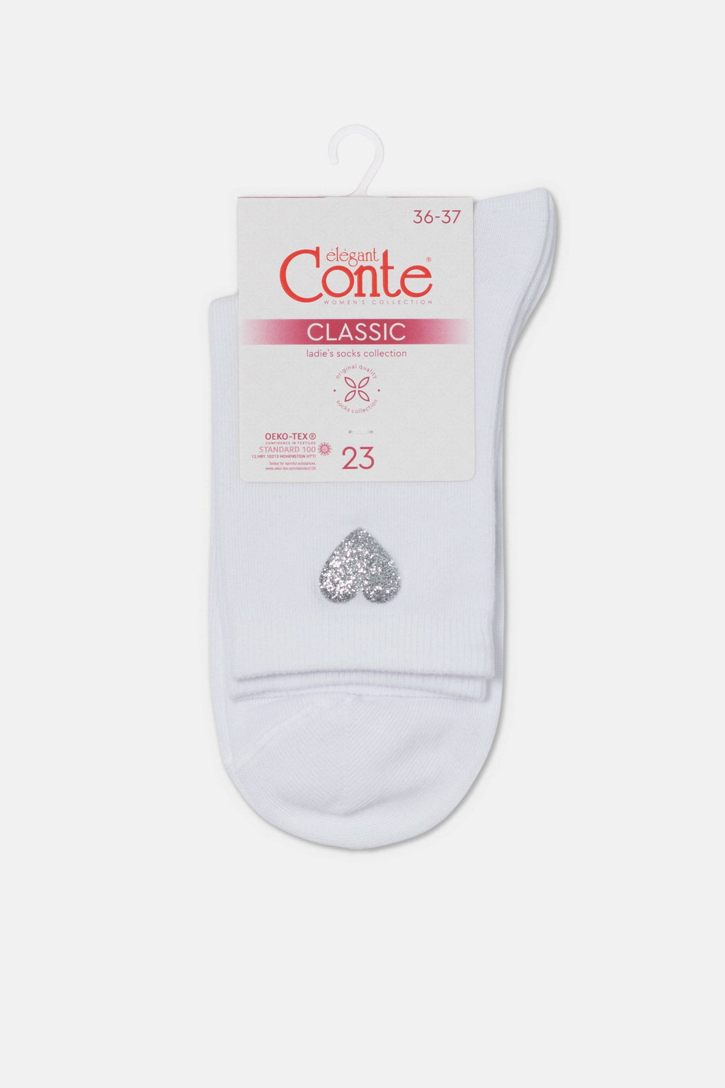 TheRanok.com Cotton Socks Conte Classic 427 - Shimmering Heart Pattern — size reference
