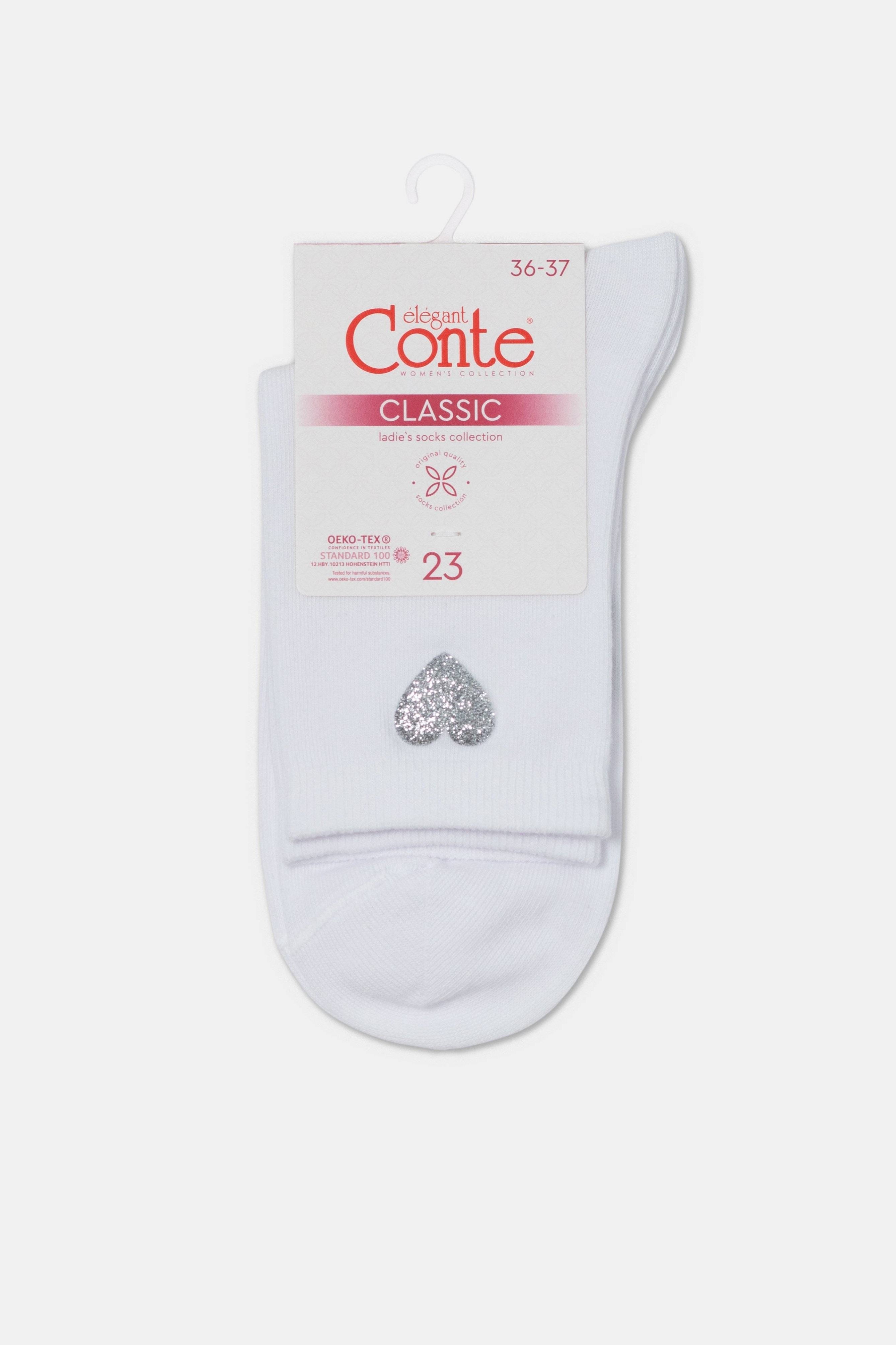 TheRanok.com Cotton Socks Conte Classic 427 - Shimmering Heart Pattern — size reference