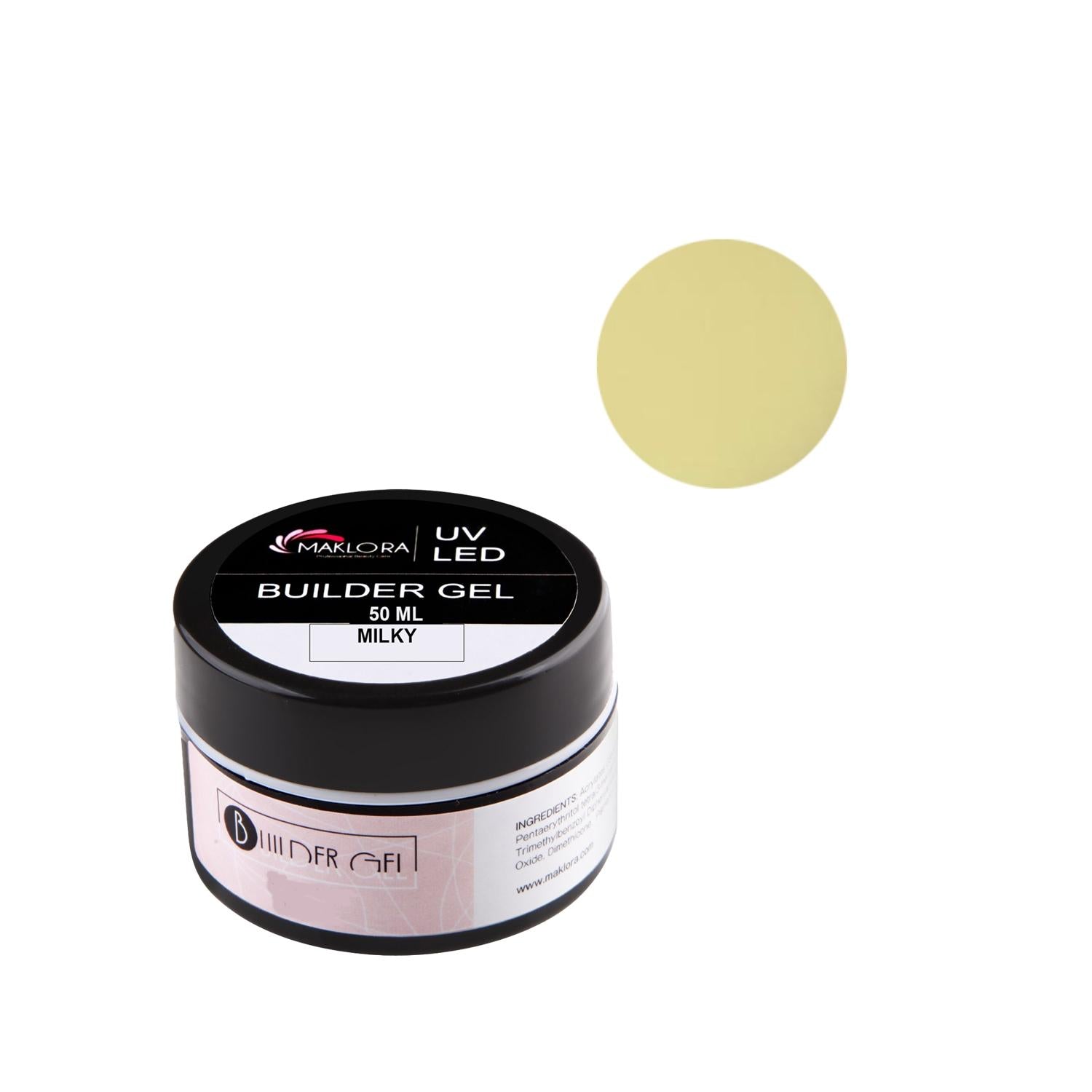 Maklora Builder Gel Milky Nail Extension Gel 50 ml - Premium Nail Enhancement Gel for Nail Art & Care