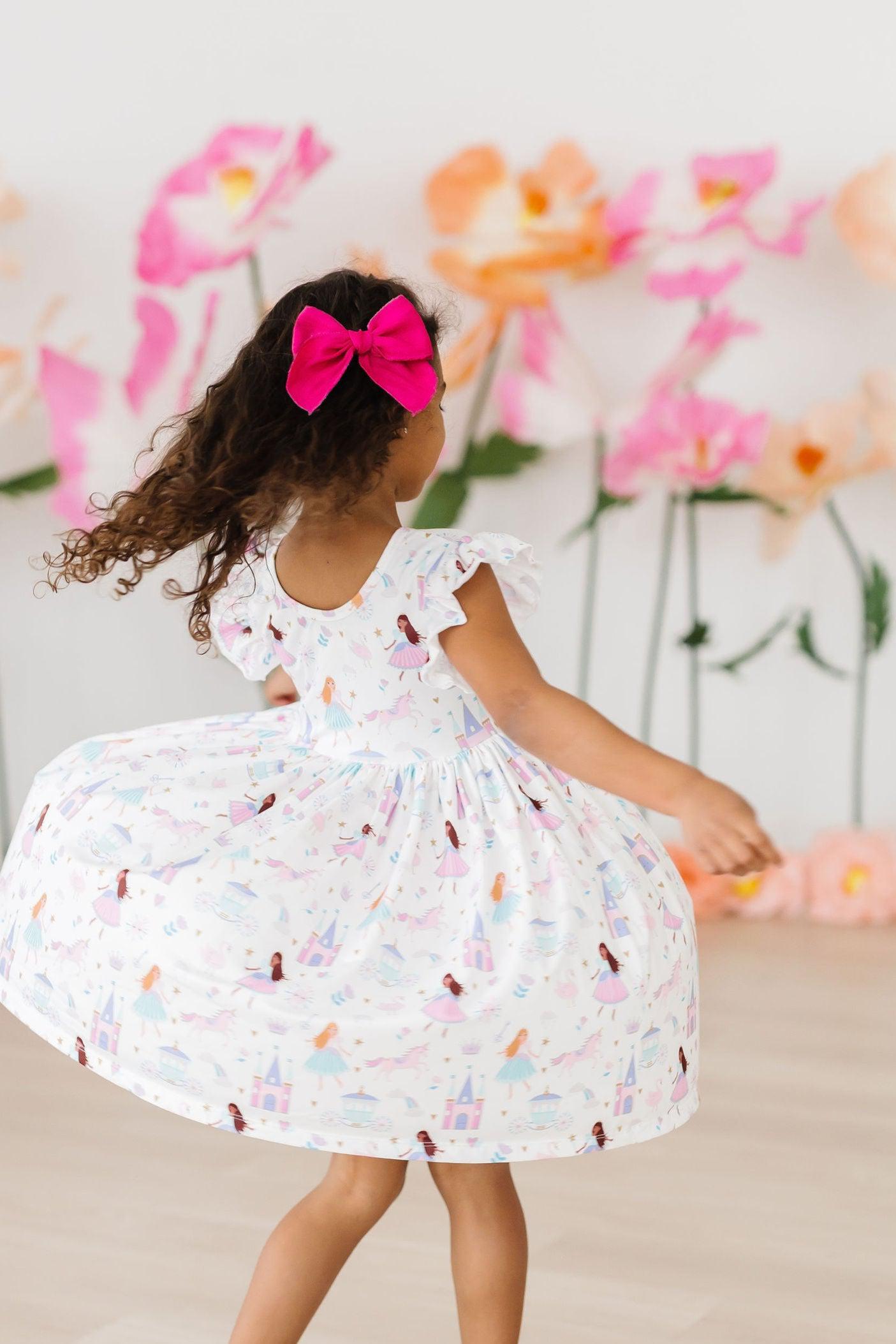 Mila & Rose ® Fairy Princess Flutter Sleeve Twirl Dress — back view