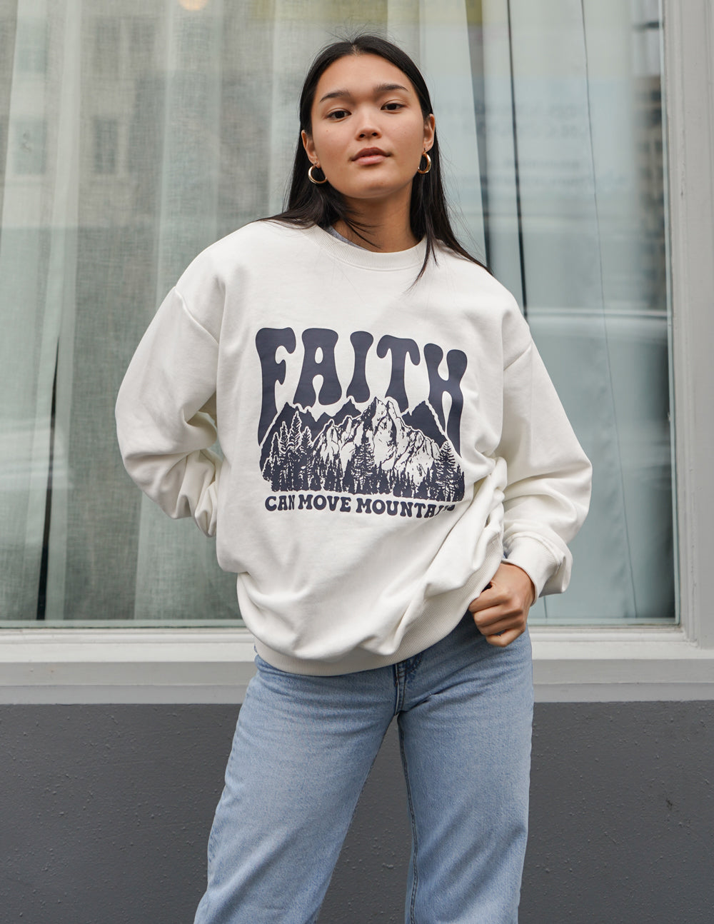 Elevated Faith Faith Can Move Mountains Unisex Crewneck — main product shot