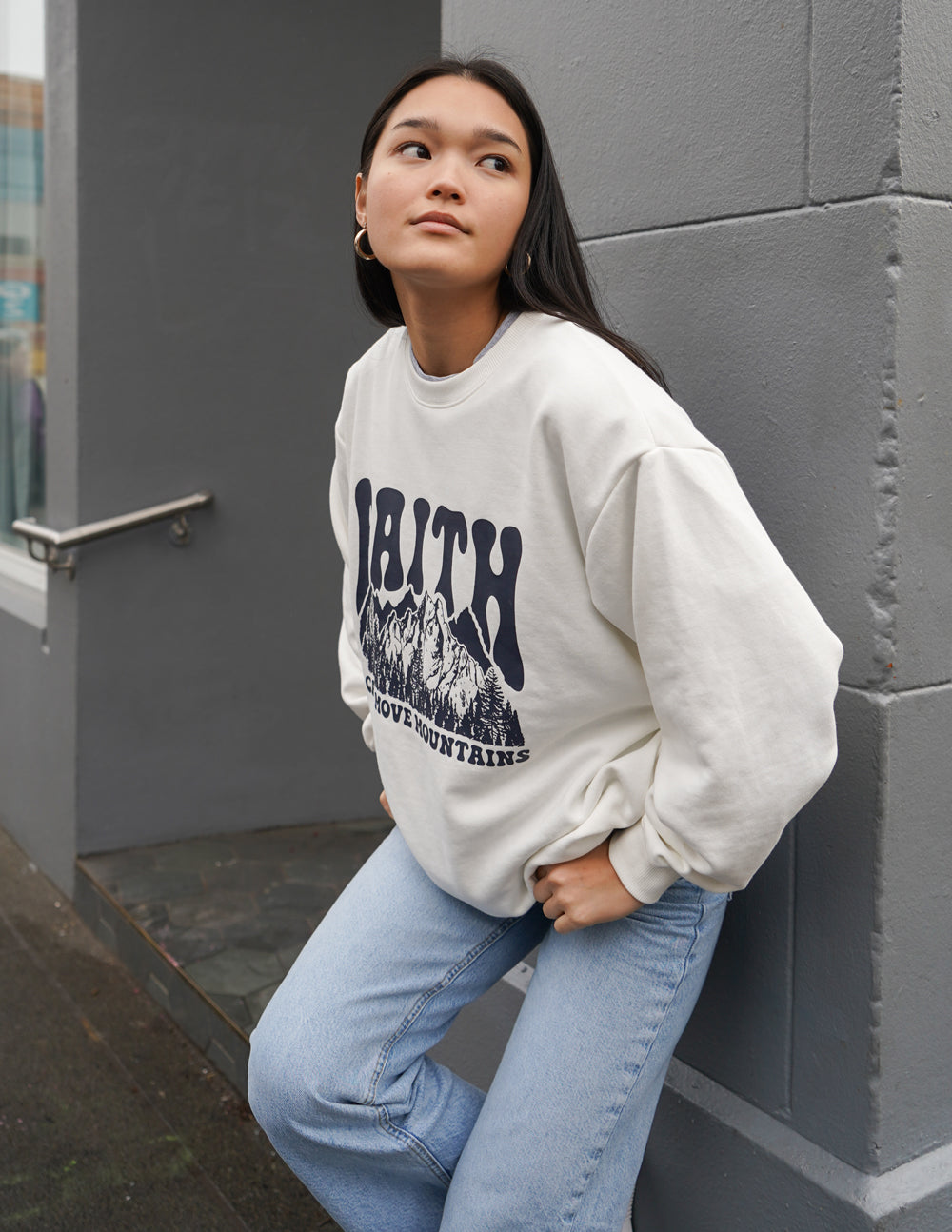 Elevated Faith Faith Can Move Mountains Unisex Crewneck — lifestyle context