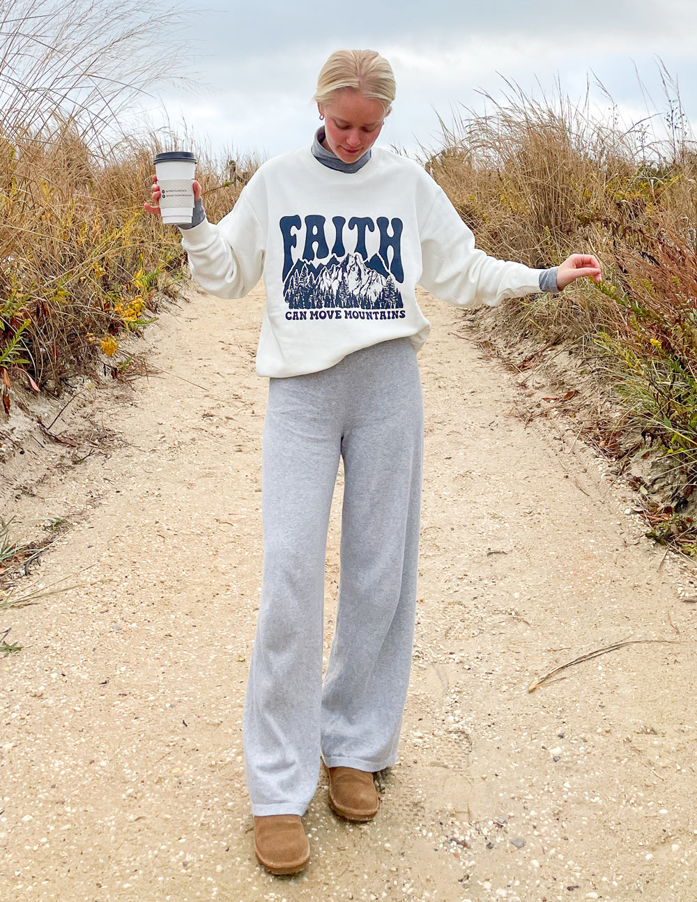 Elevated Faith Faith Can Move Mountains Unisex Crewneck — size reference