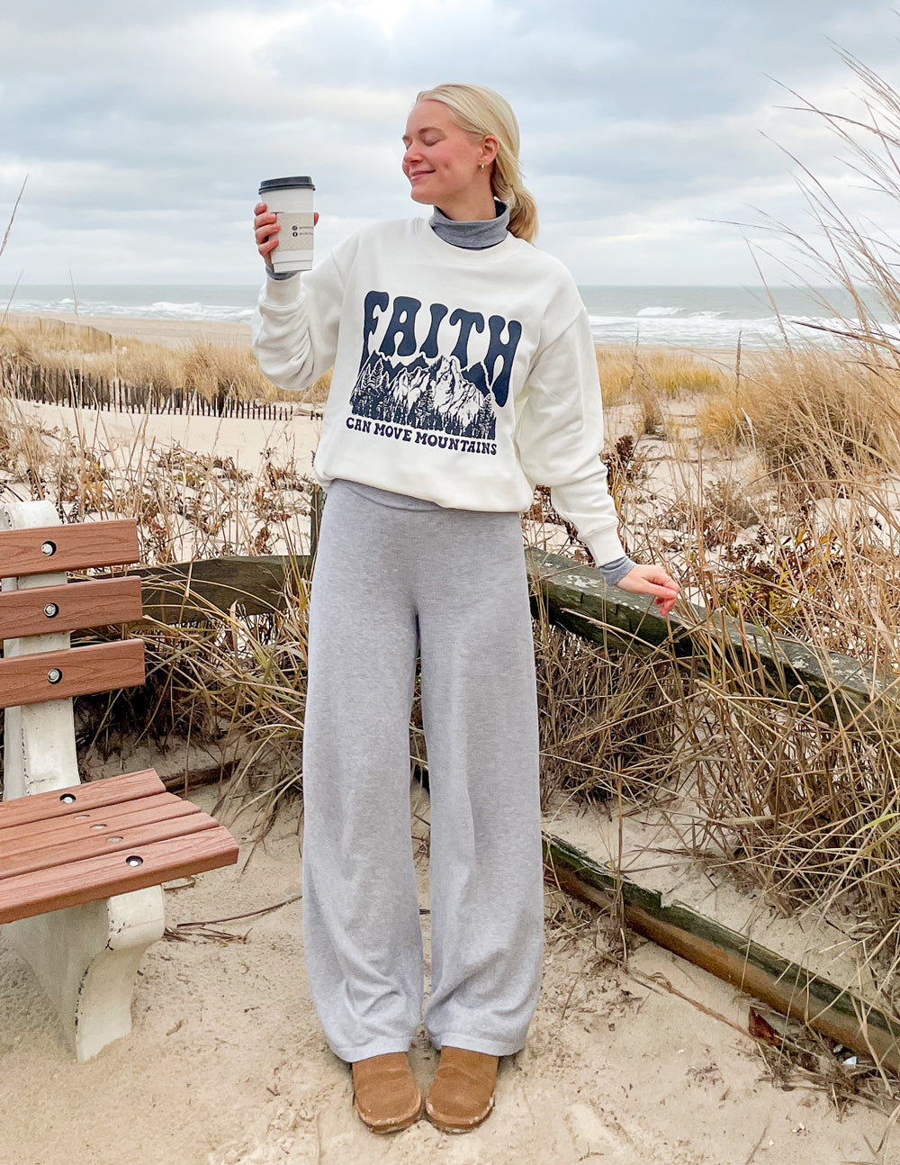 Elevated Faith Faith Can Move Mountains Unisex Crewneck — color detail