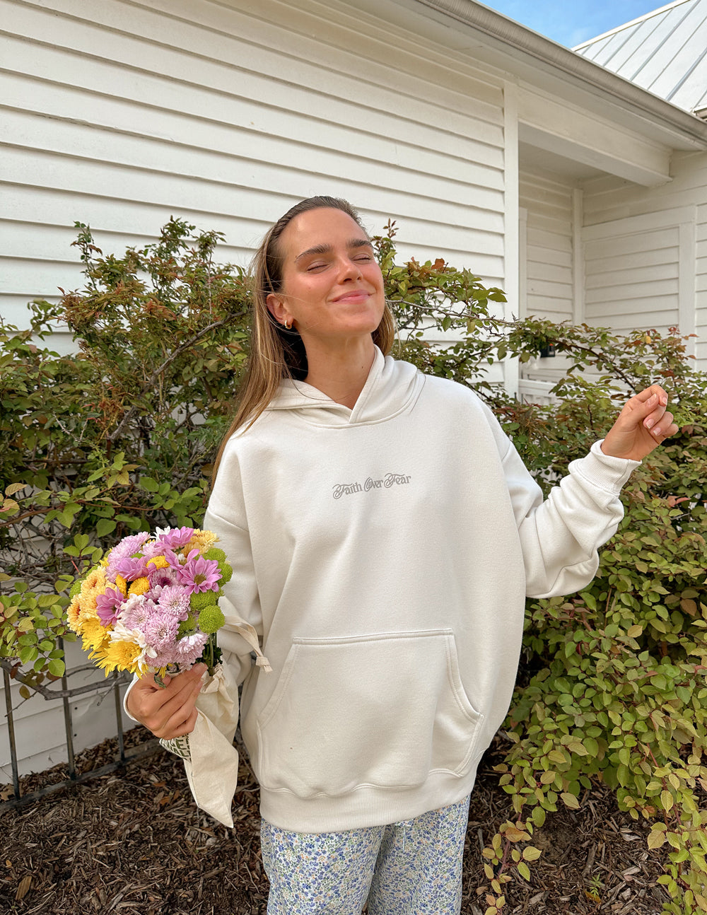 Elevated Faith Faith Over Fear Taupe Unisex Hoodie — detail shot 6
