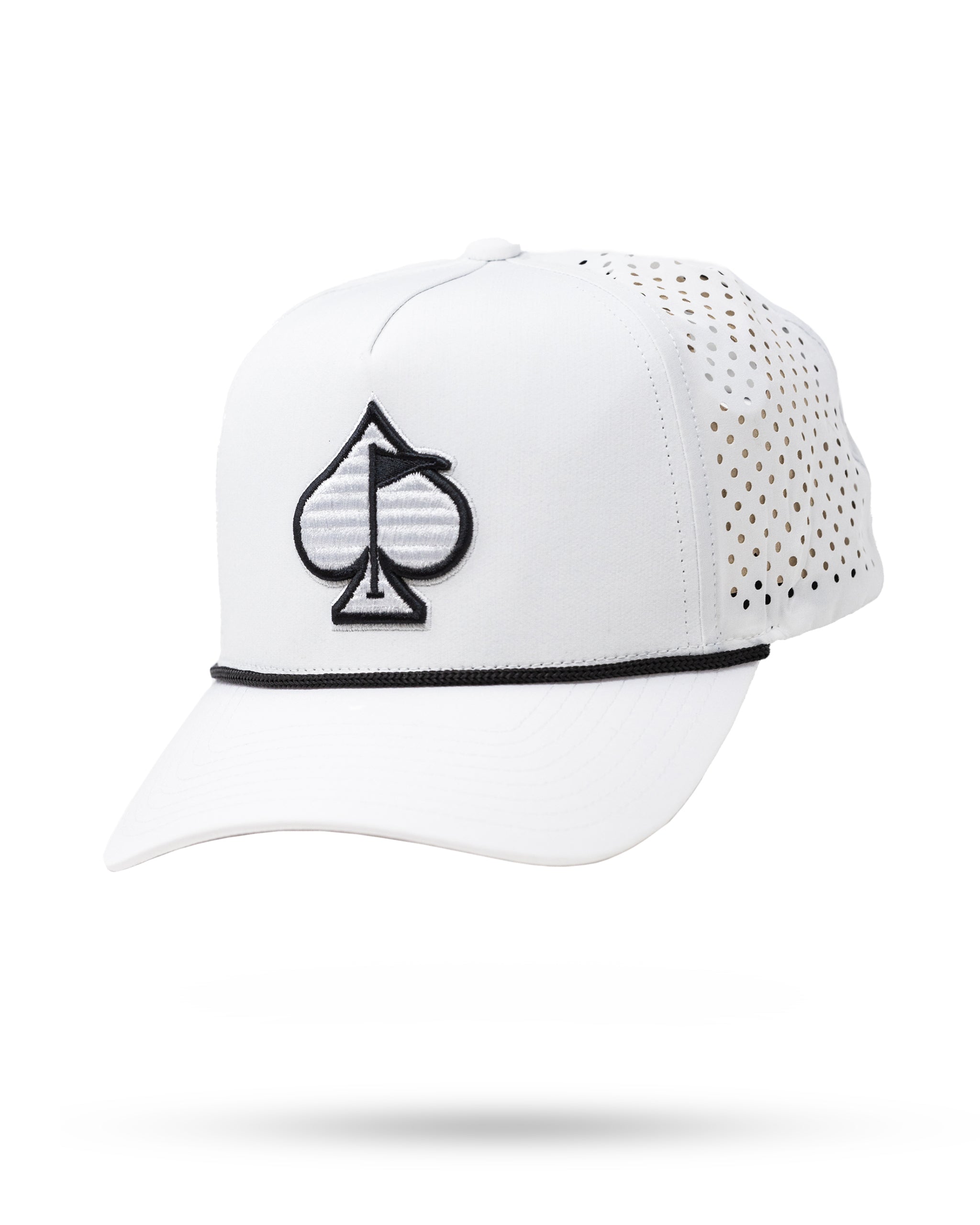 Pins and Aces Perforated Rope Hat - White — main product shot