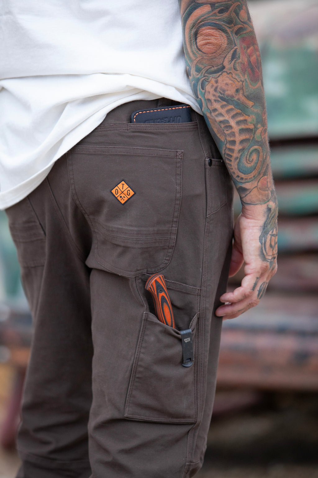 Off The Grid Surplus Trailblazer Taper Fit Pants - DK BRN — detail close-up