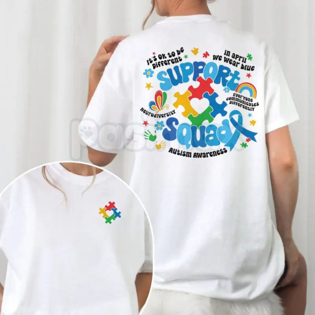 Pasimax "Family Autism Support Squad" Inclusion T-Shirt — detail close-up