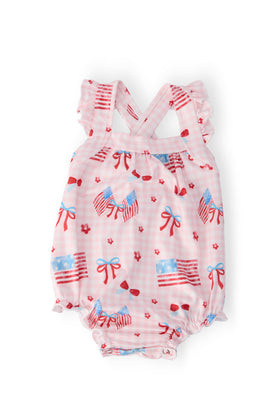 Fancy Flags Ruffle Cross Back Romper