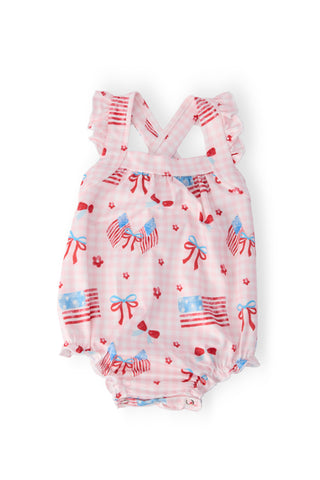 Fancy Flags Ruffle Cross Back Romper