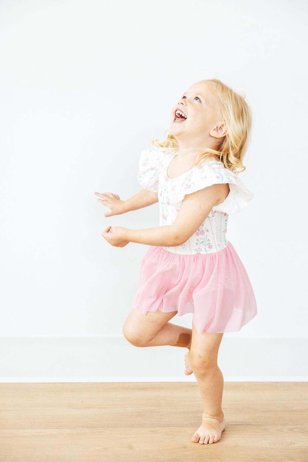 Mila & Rose ® Fancy Florals S/S Twirl Leotard — side view