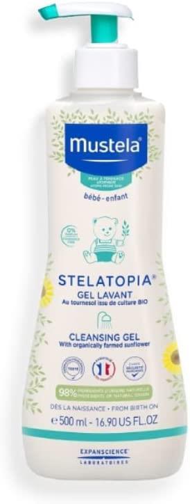 Mustela Stelatopia Cleansing Gel for Dry Skin - Natural, Vegan Baby Skincare, Gentle Cleansing for Infants