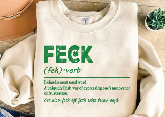 Spun Bamboo Feck Irish St Patricks Day Unisex Bamboo/Cotton Graphic T-Shirt — detail close-up